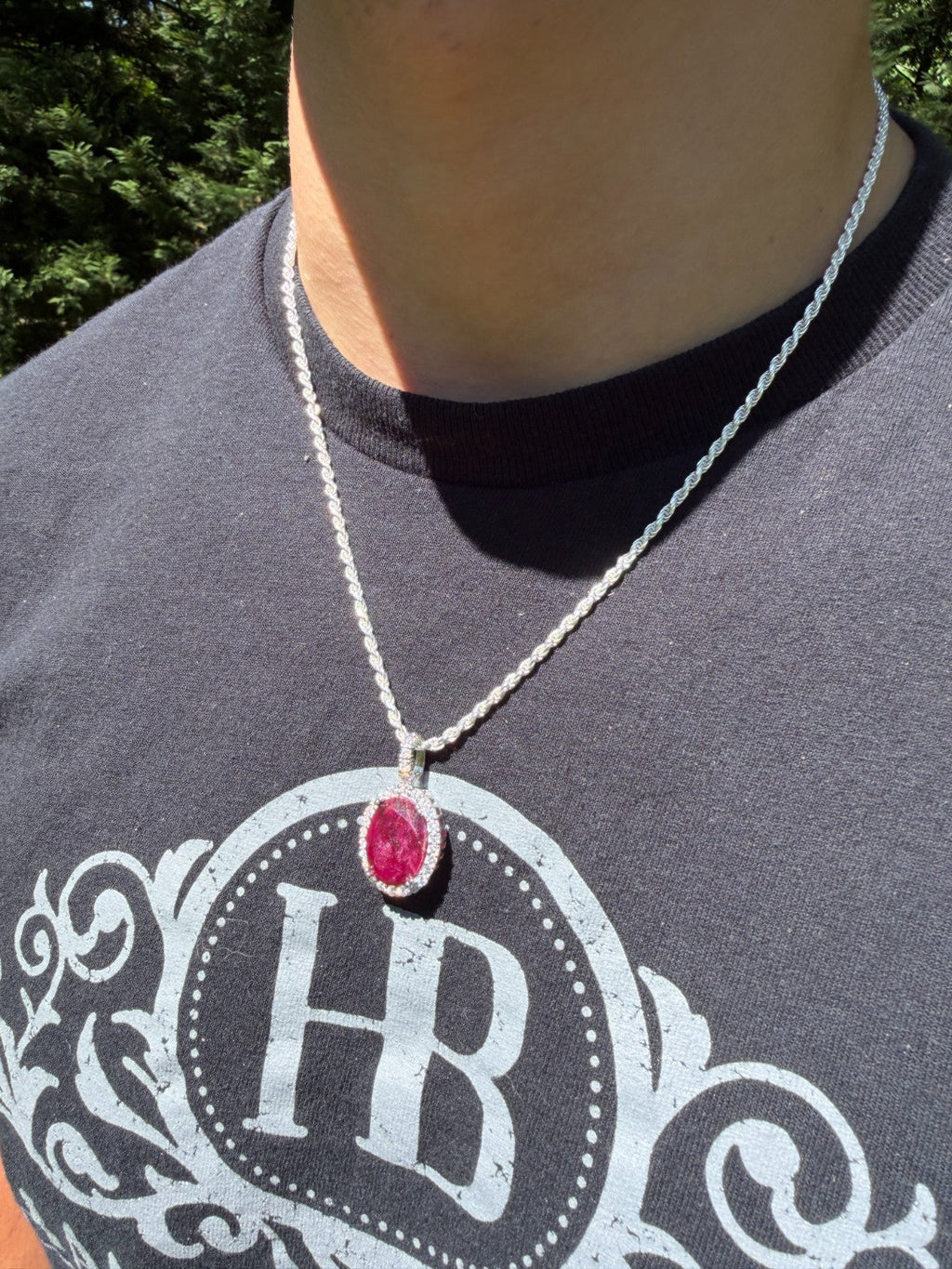 Moissanite Royalty Red Ruby Pendant | 925 Silver