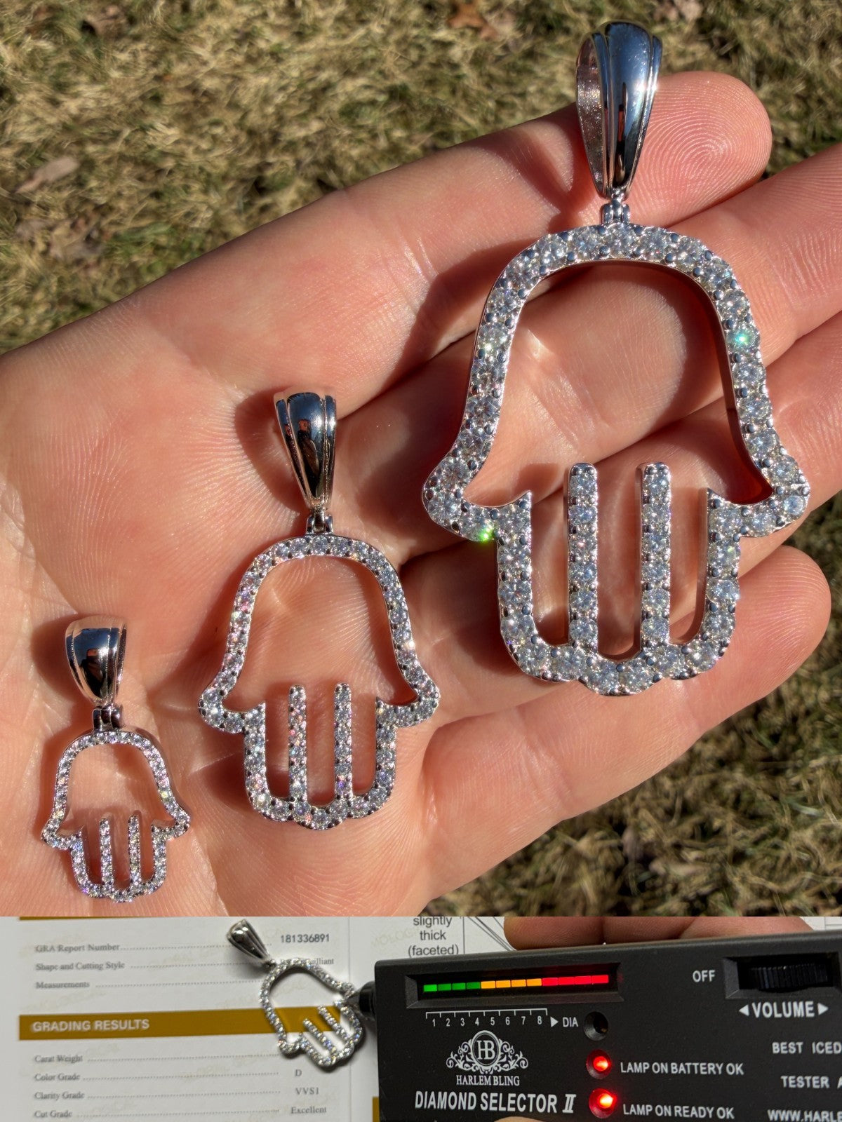 Moissanite Hamsa Cutout Pendant | 925 Silver