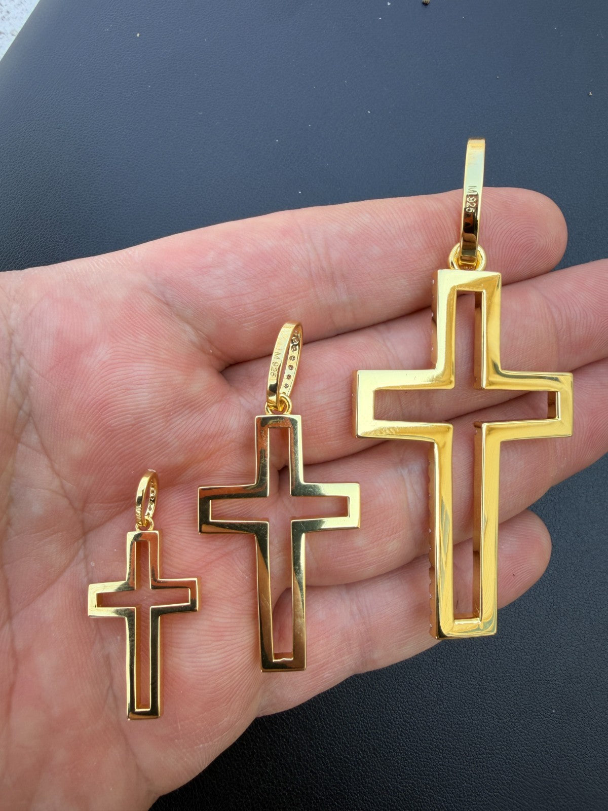 Moissanite Classic Cross Cutout Pendant | 14k Gold Vermeil 925 Silver