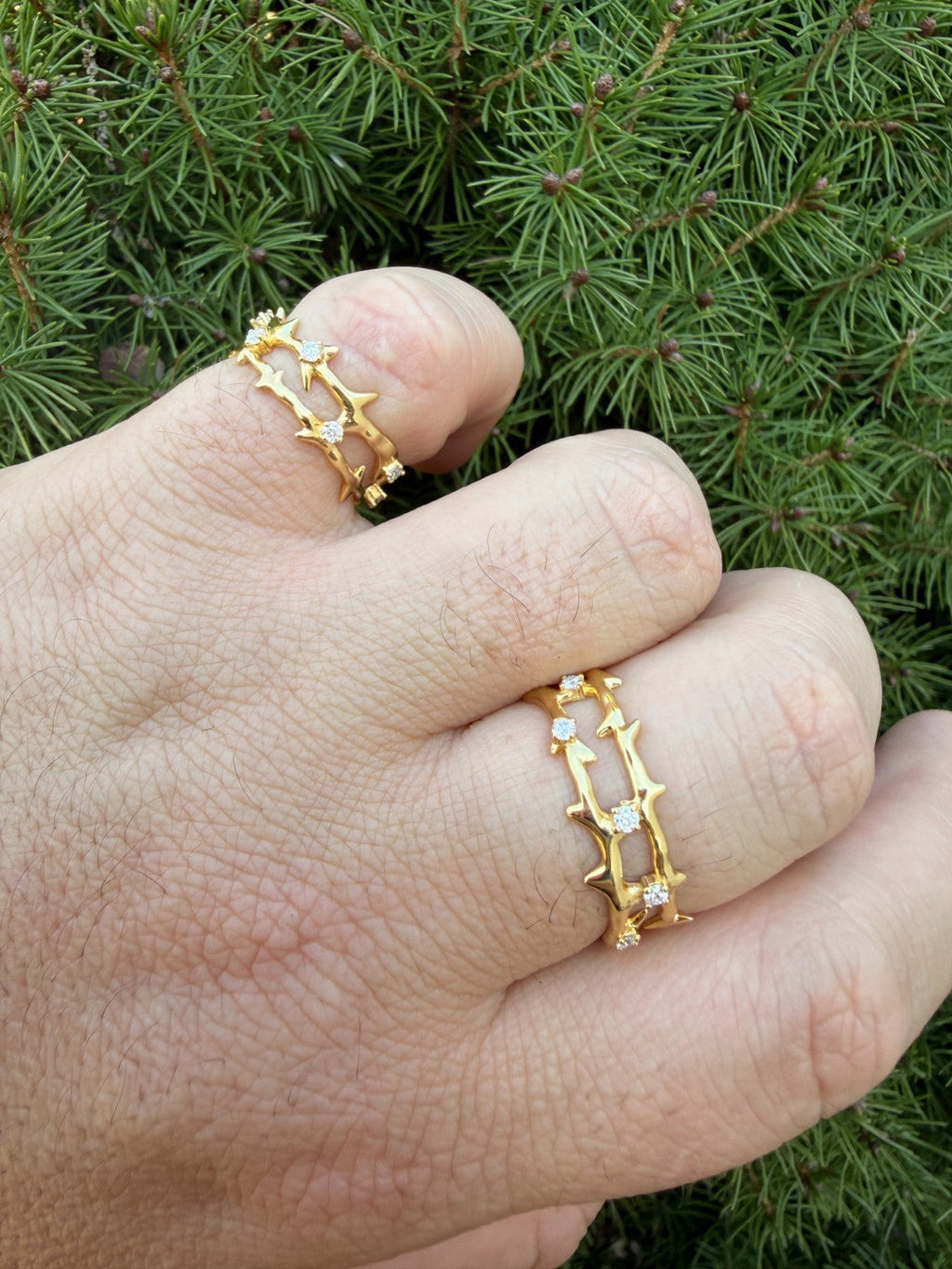 Moissanite Crown Of Thorns Eternity Band Ring | 14k Gold Vermeil 925 Silver