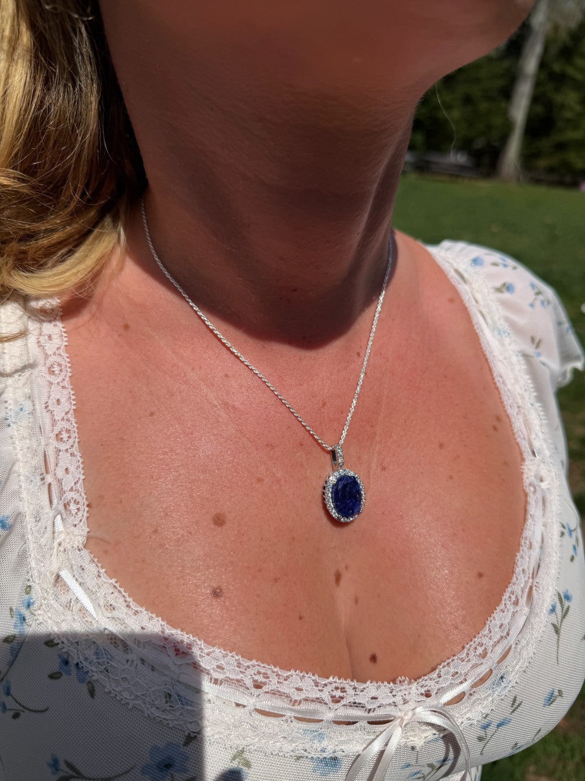 Moissanite Royalty Midnight Ocean Pendant | 925 Silver