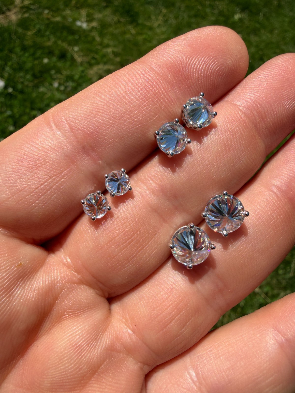 Moissanite Upside Down Reverse Set Pushback Stud Earrings | 925 Silver
