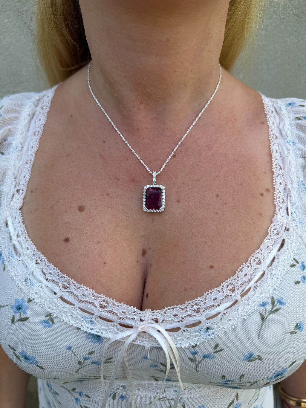 Moissanite Royalty Red Ruby Pendant | 925 Silver