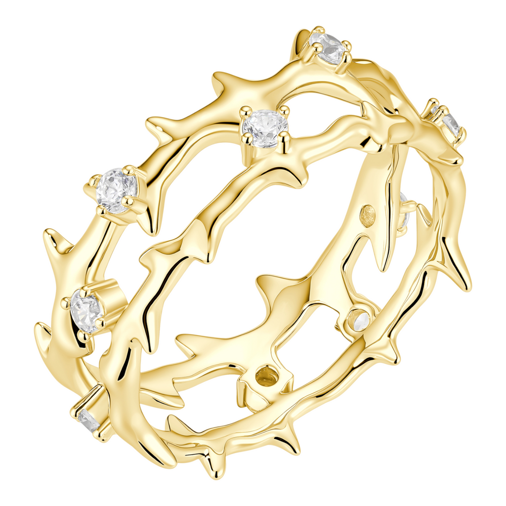 Moissanite Crown Of Thorns Eternity Band Ring | 14k Gold Vermeil 925 Silver