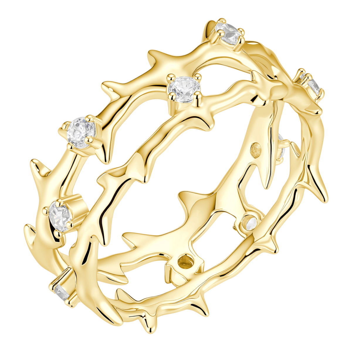 Moissanite Crown Of Thorns Eternity Band Ring | 14k Gold Vermeil 925 Silver
