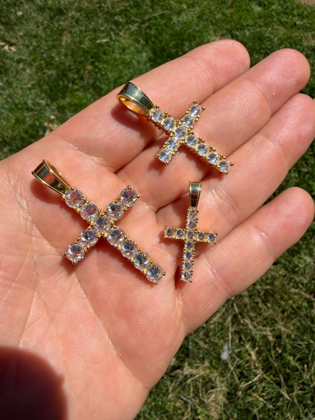 Moissanite Upside Down Setting Tennis Cross | 14k Gold Vermeil 925 Silver