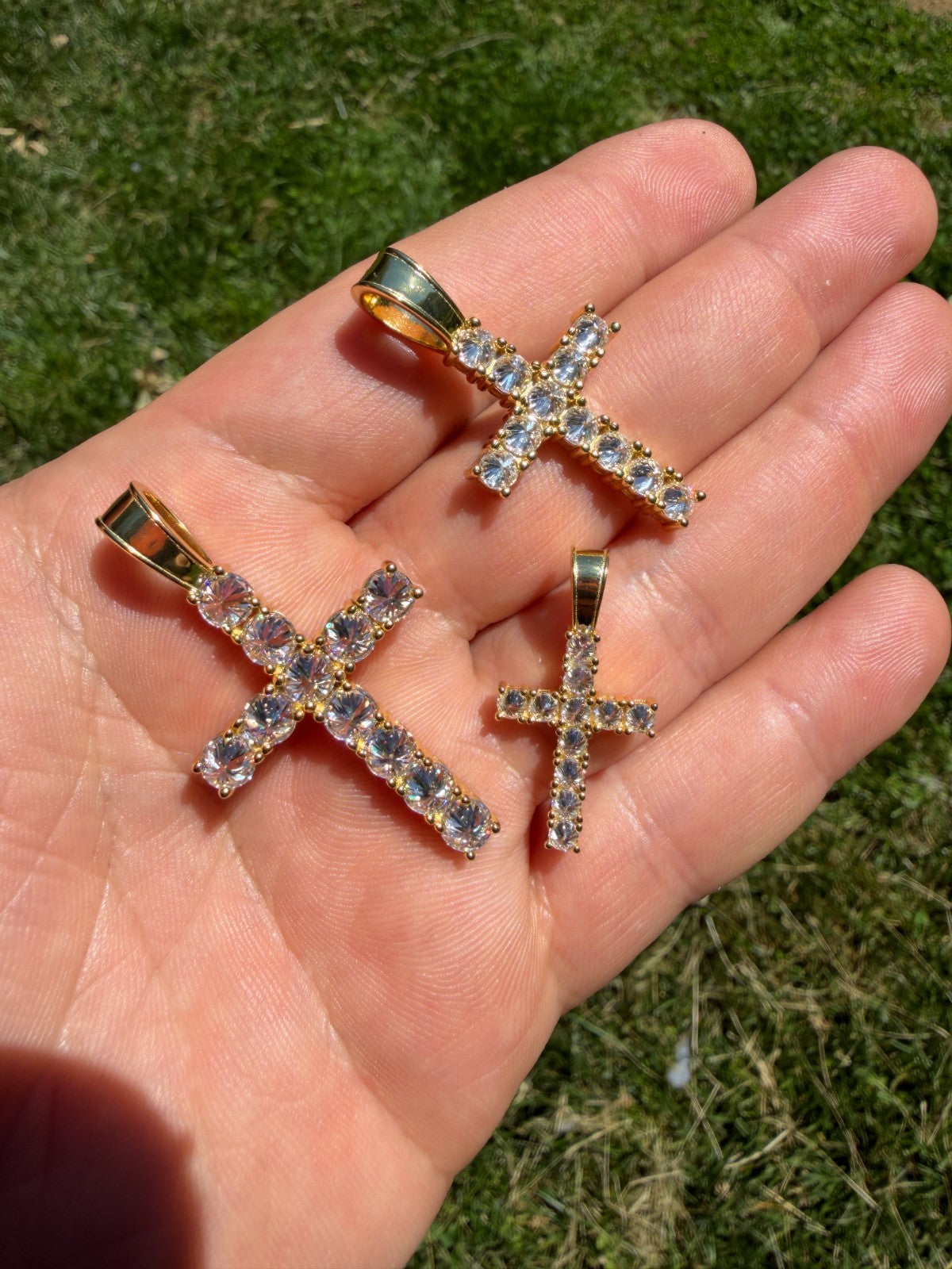 Moissanite Upside Down Setting Tennis Cross | 14k Gold Vermeil 925 Silver