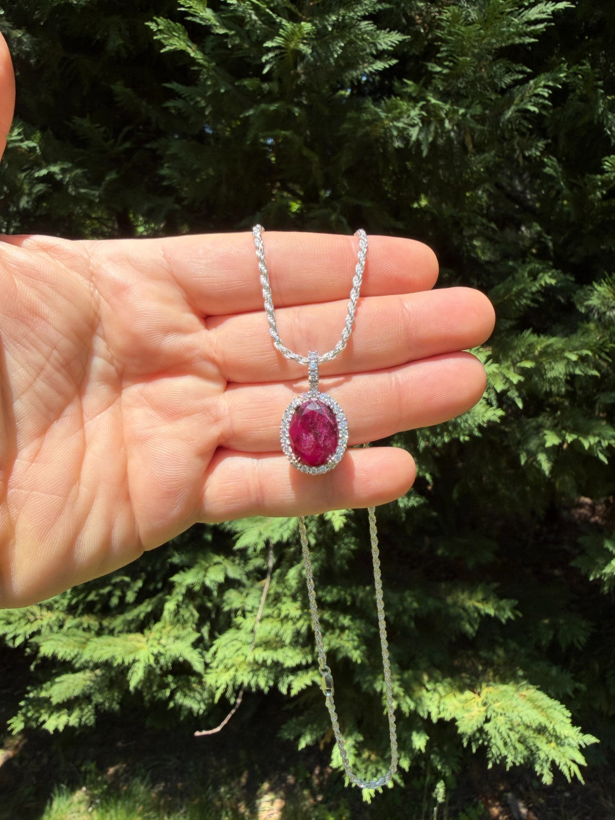 Moissanite Royalty Red Ruby Pendant | 925 Silver