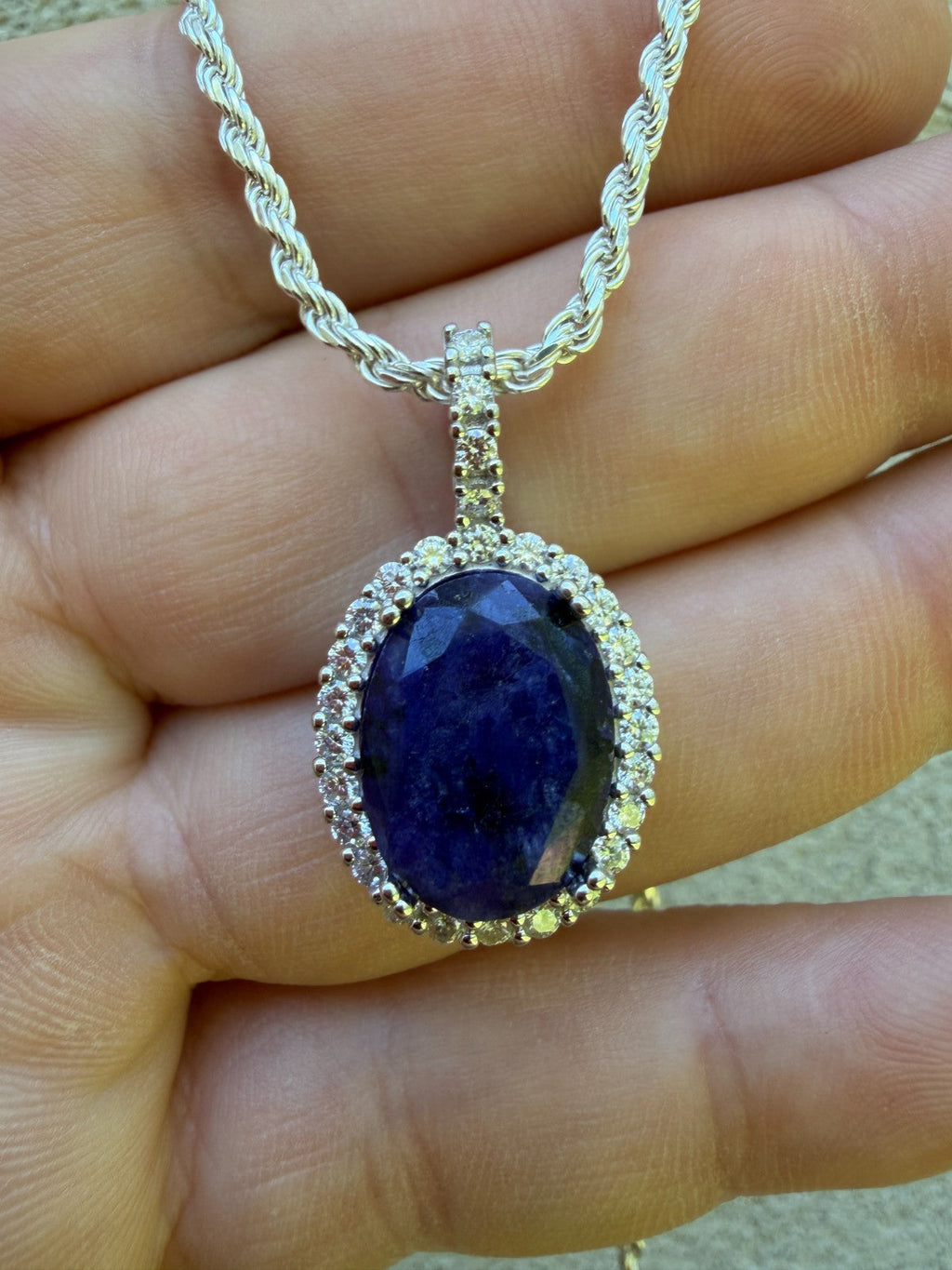 Moissanite Royalty Midnight Ocean Pendant | 925 Silver