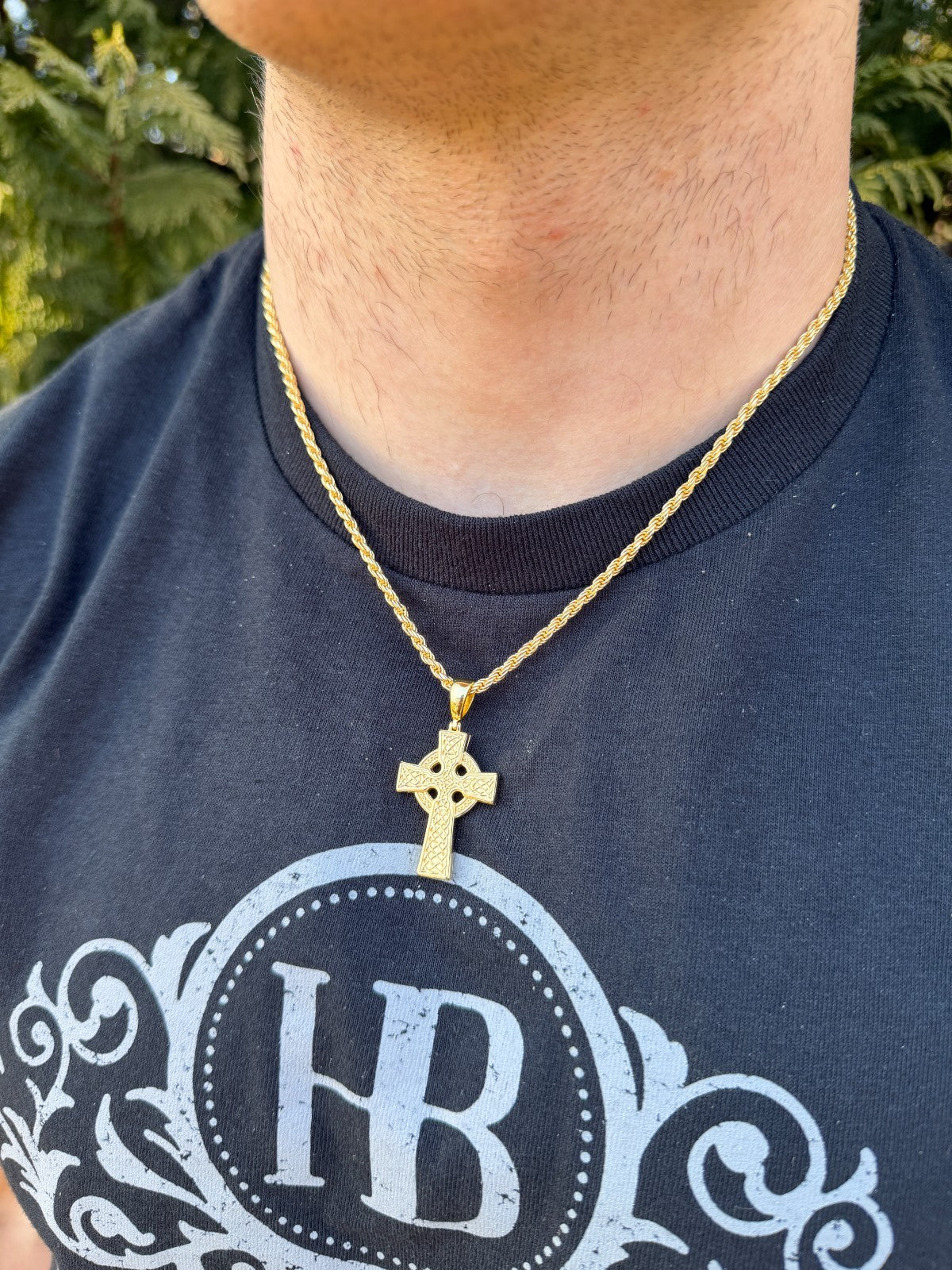 Handmade Viking Celtic Cross Pendant | 14k Gold Vermeil 925 Silver