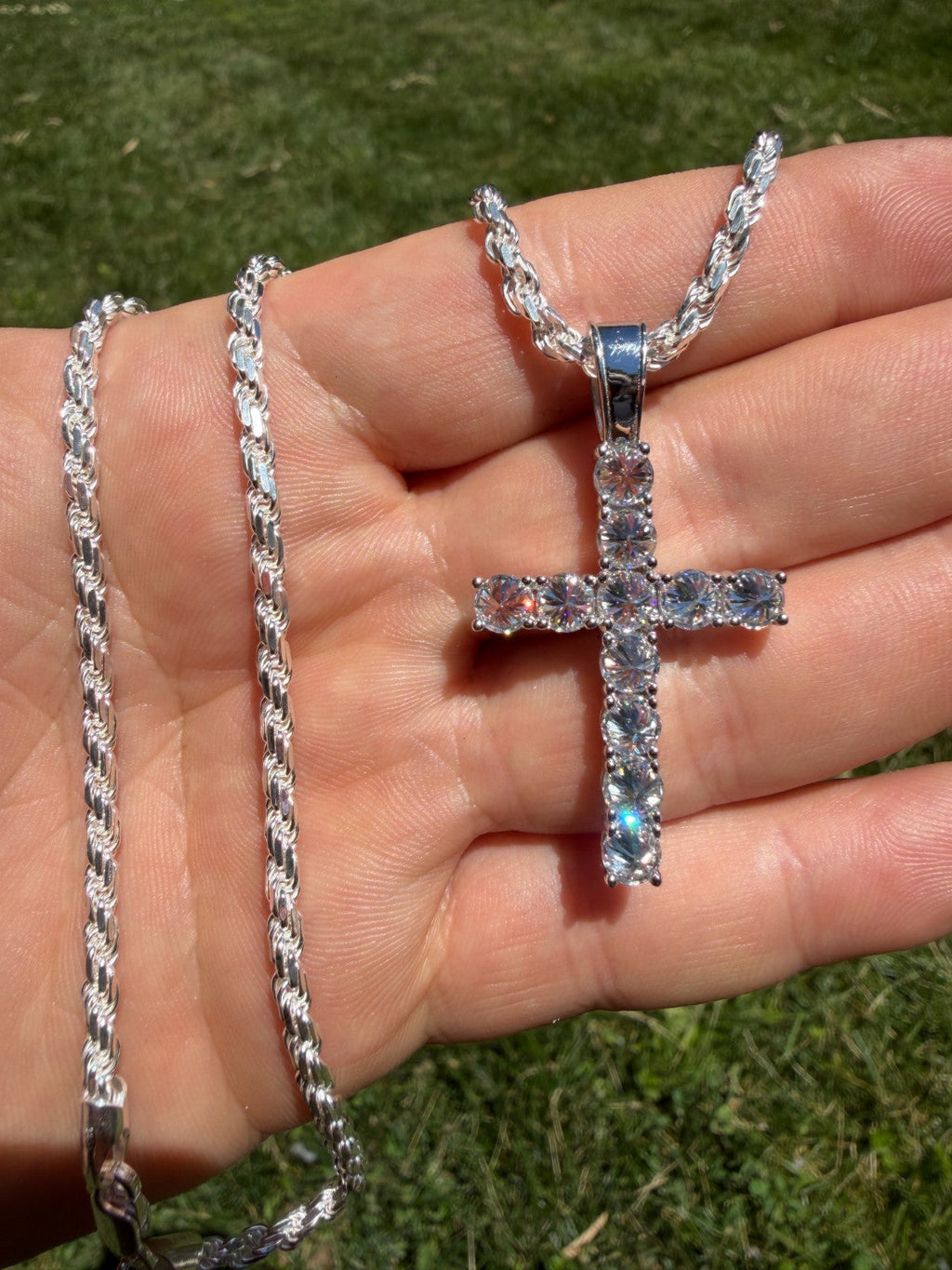 Moissanite Upside Down Setting Tennis Cross | 925 Silver