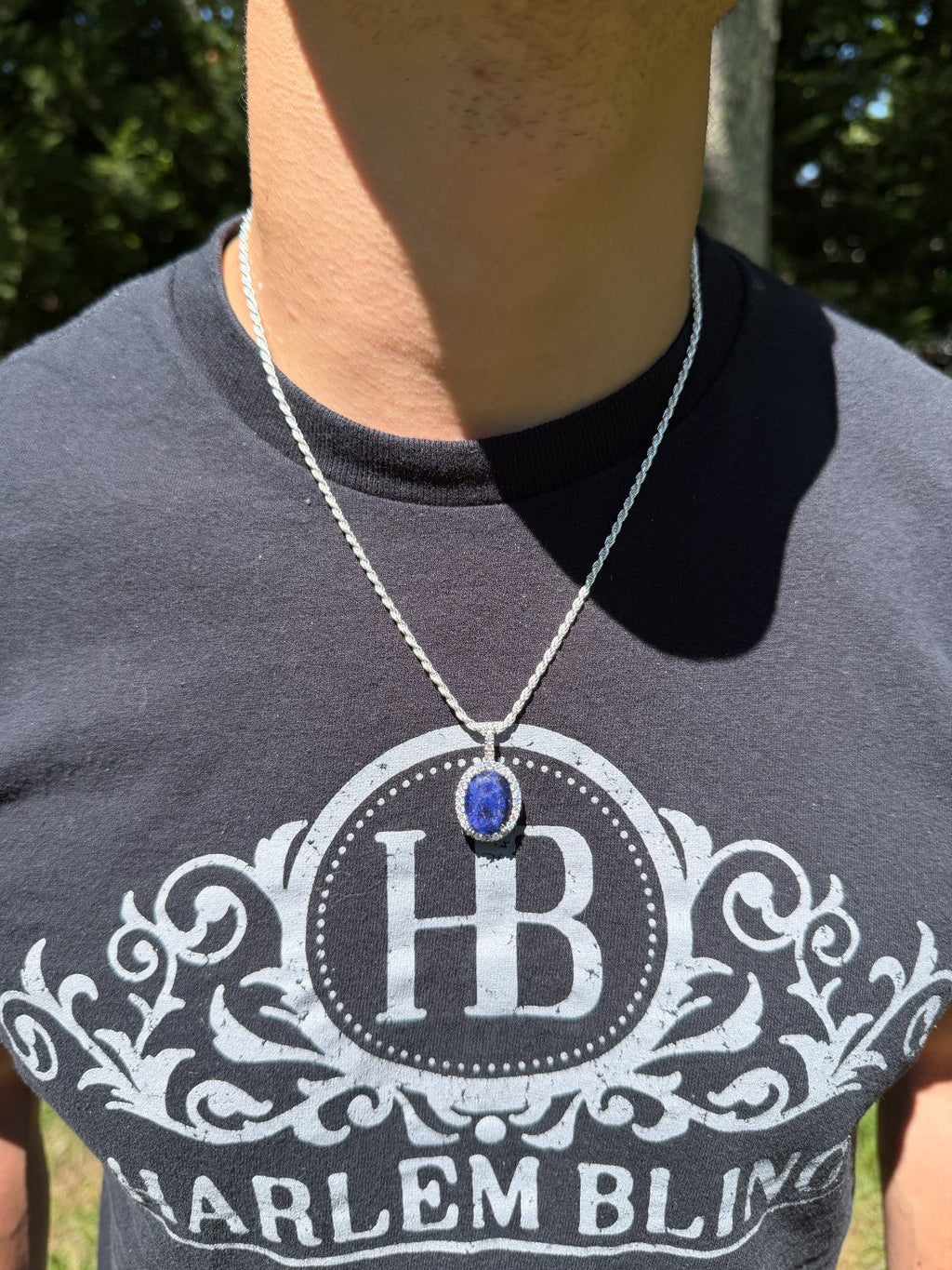 Moissanite Royalty Midnight Ocean Pendant | 925 Silver