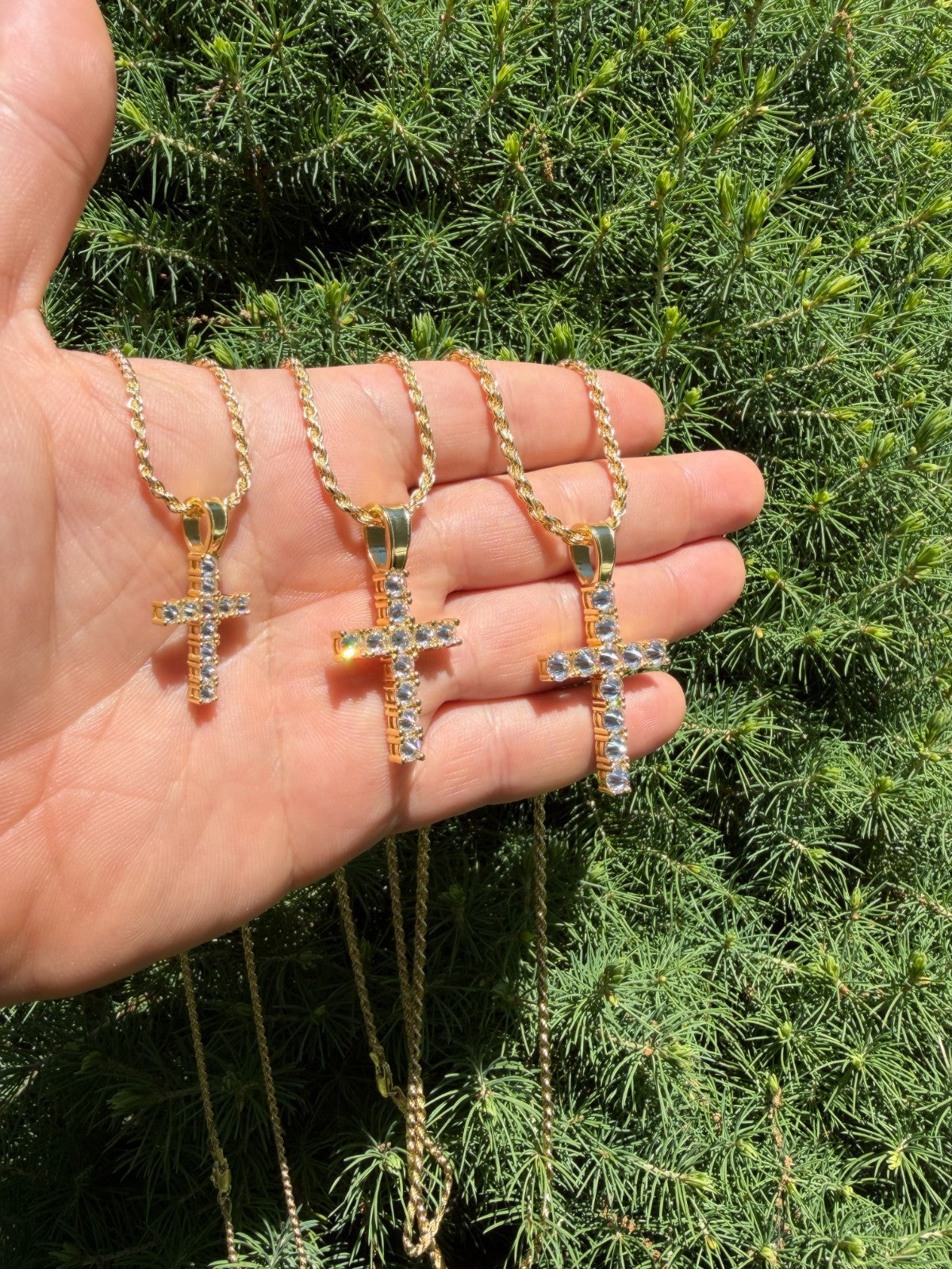 Moissanite Upside Down Setting Tennis Cross | 14k Gold Vermeil 925 Silver