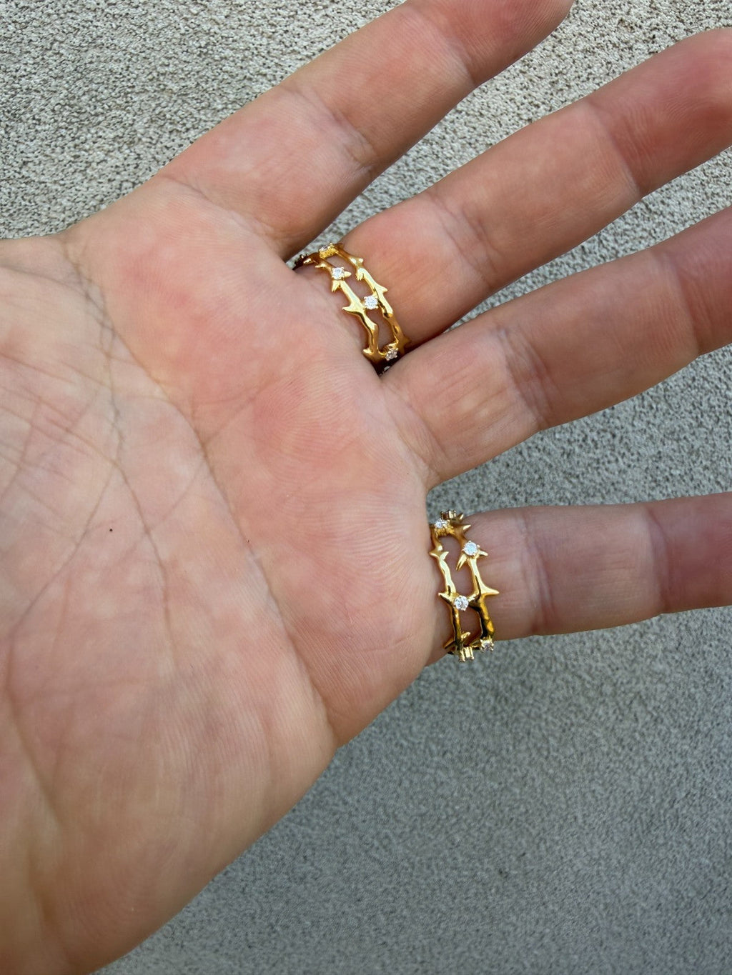 Moissanite Crown Of Thorns Eternity Band Ring | 14k Gold Vermeil 925 Silver