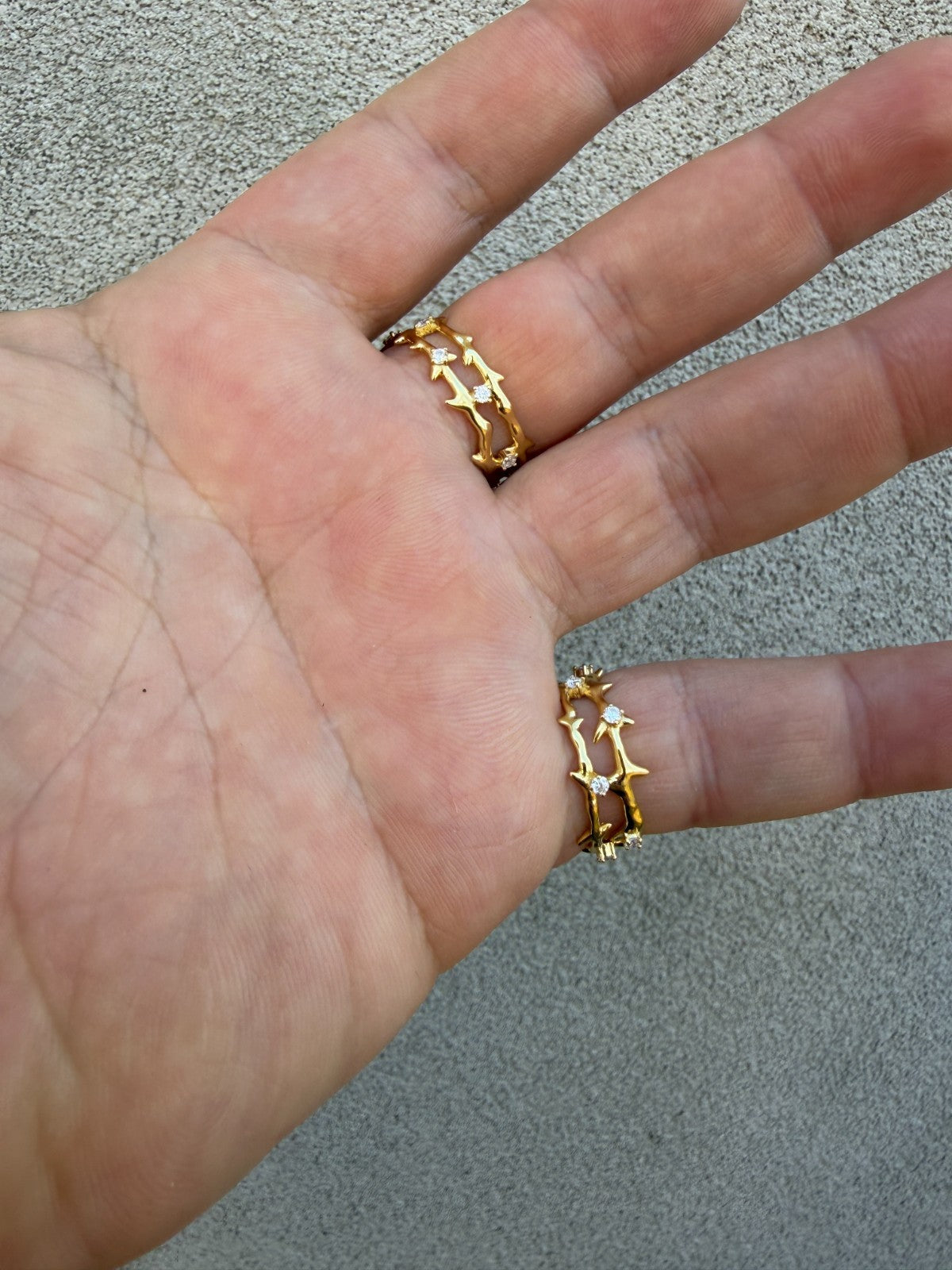 Moissanite Crown Of Thorns Eternity Band Ring | 14k Gold Vermeil 925 Silver