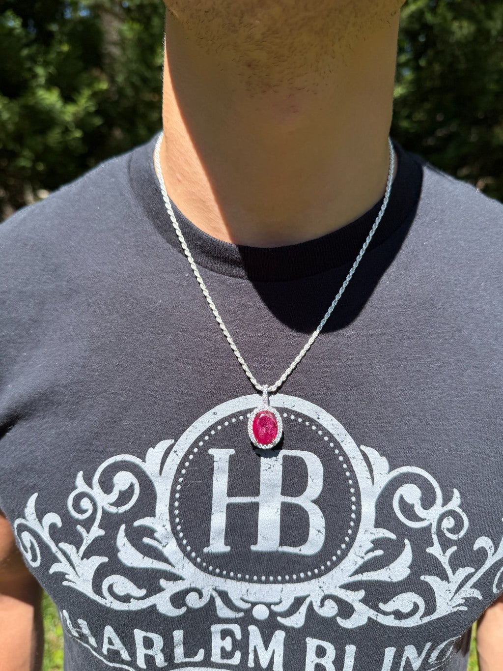 Moissanite Royalty Red Ruby Pendant | 925 Silver