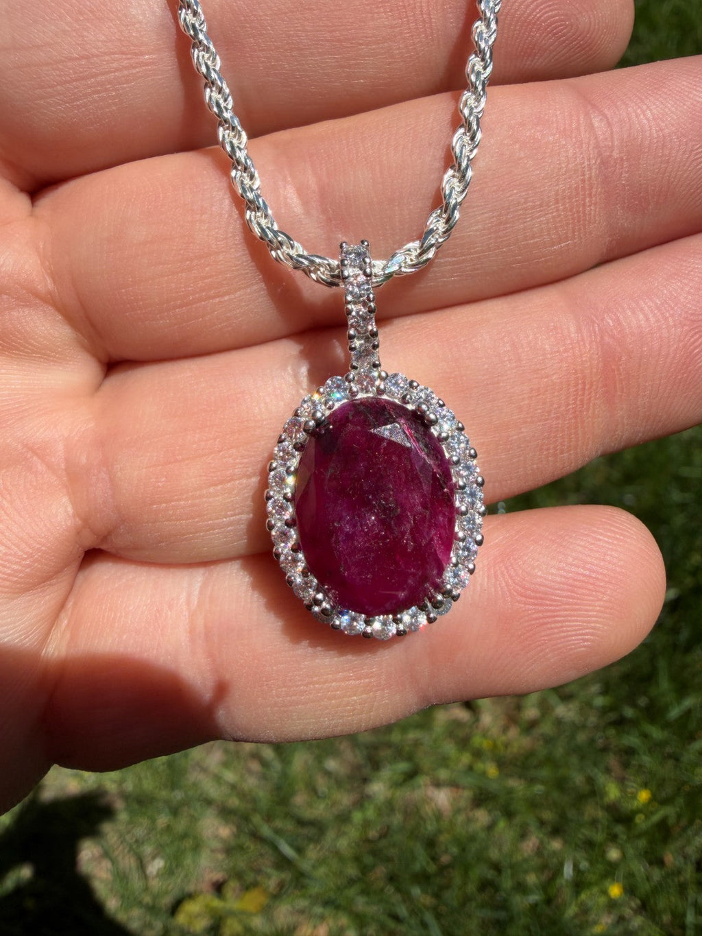 Moissanite Royalty Red Ruby Pendant | 925 Silver