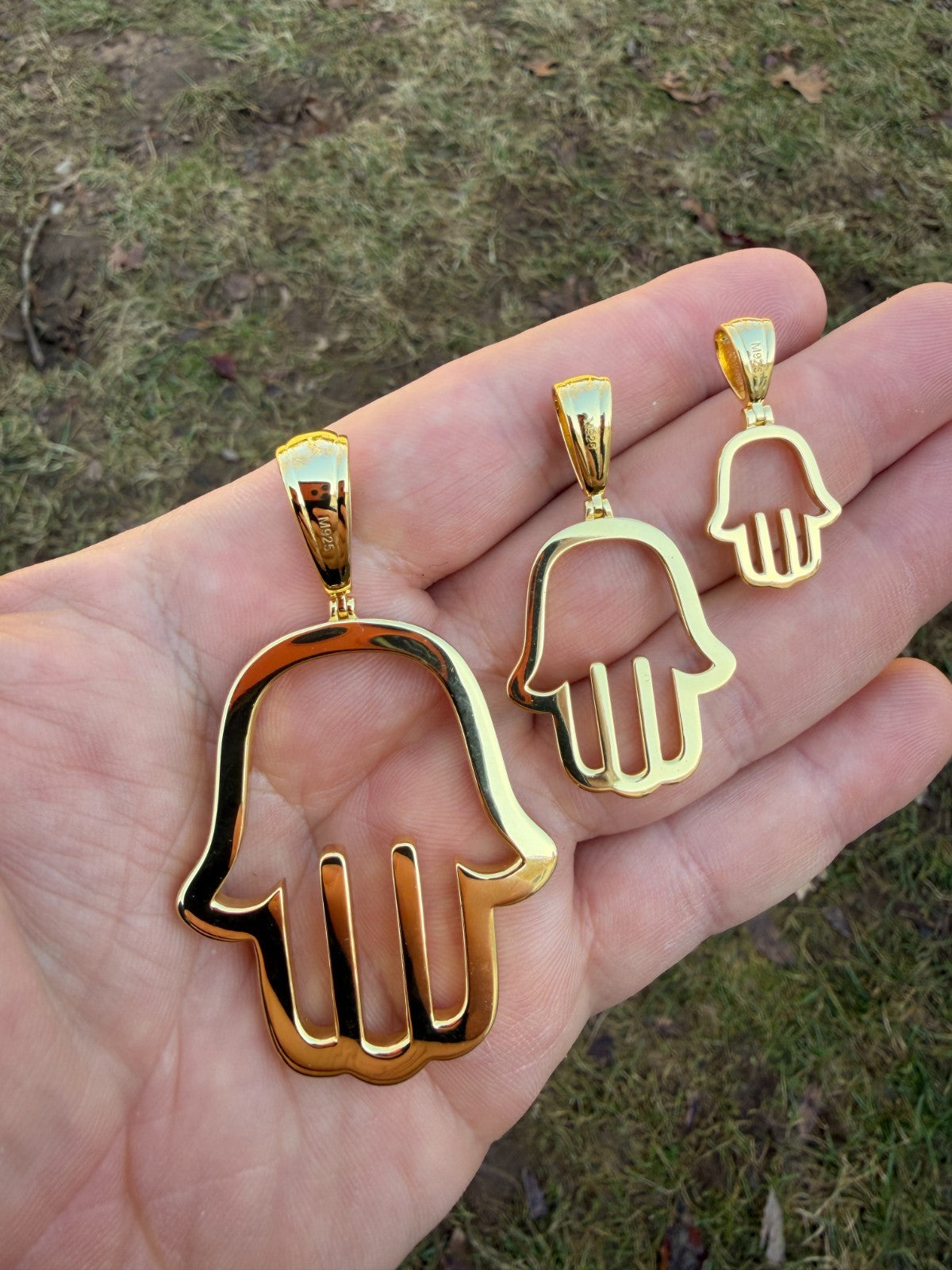 Moissanite Hamsa Cutout Pendant | 14k Gold Vermeil 925 Silver