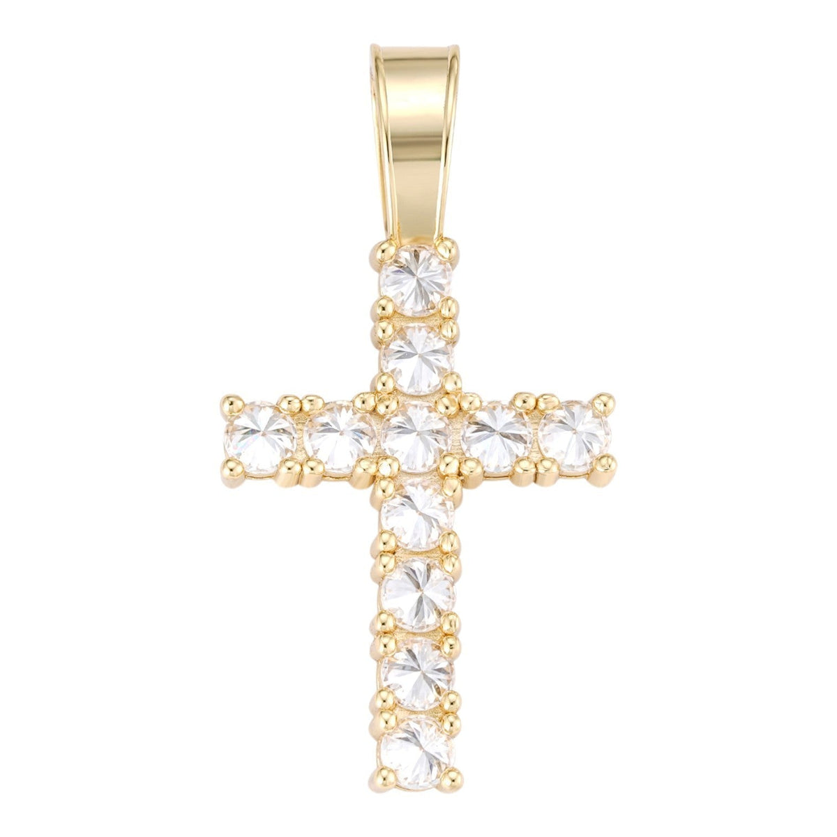 Moissanite Upside Down Setting Tennis Cross | 14k Gold Vermeil 925 Silver