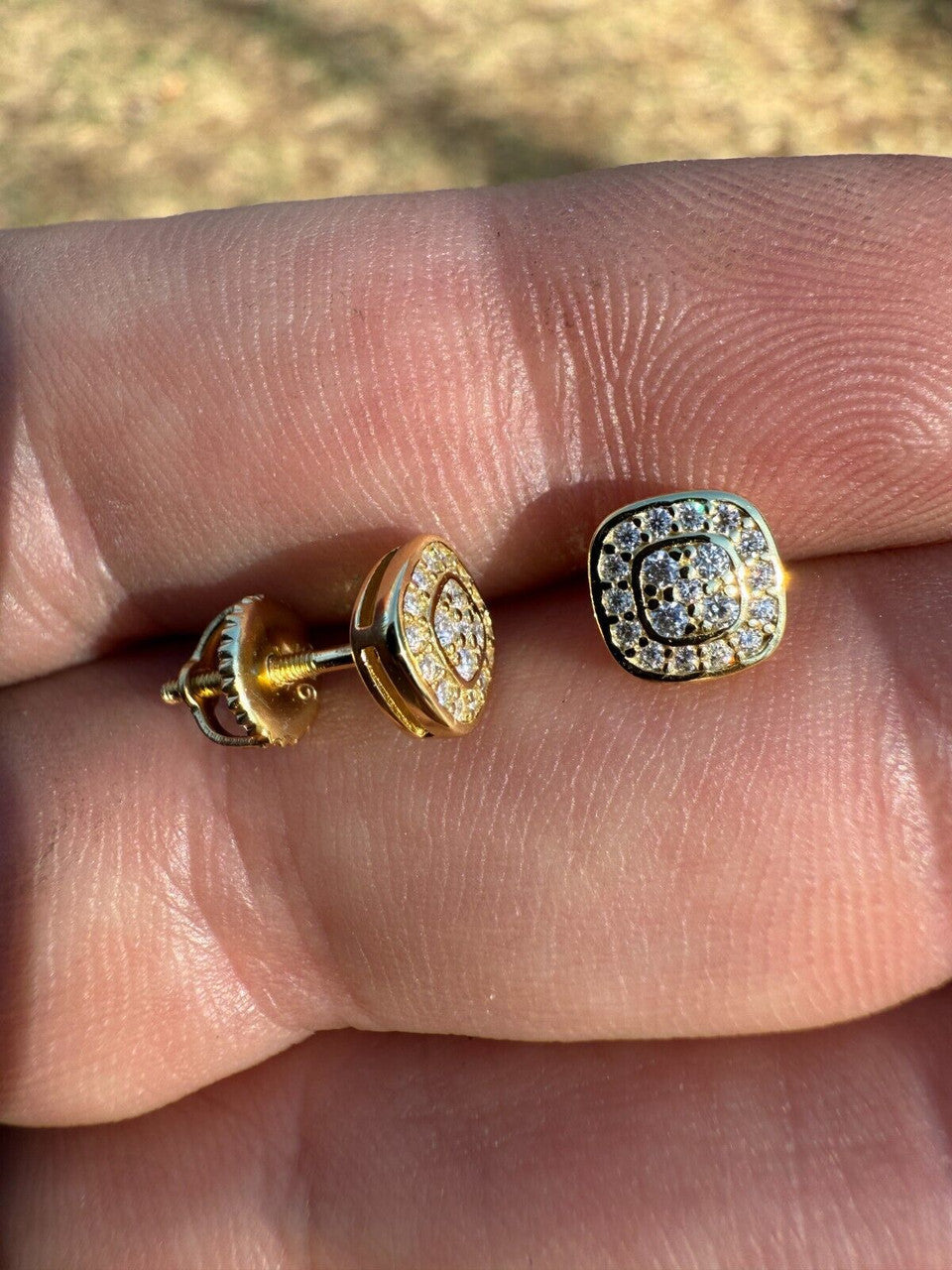 Moissanite Square Iced Out Earrings | 14k Gold Vermeil 925 Silver
