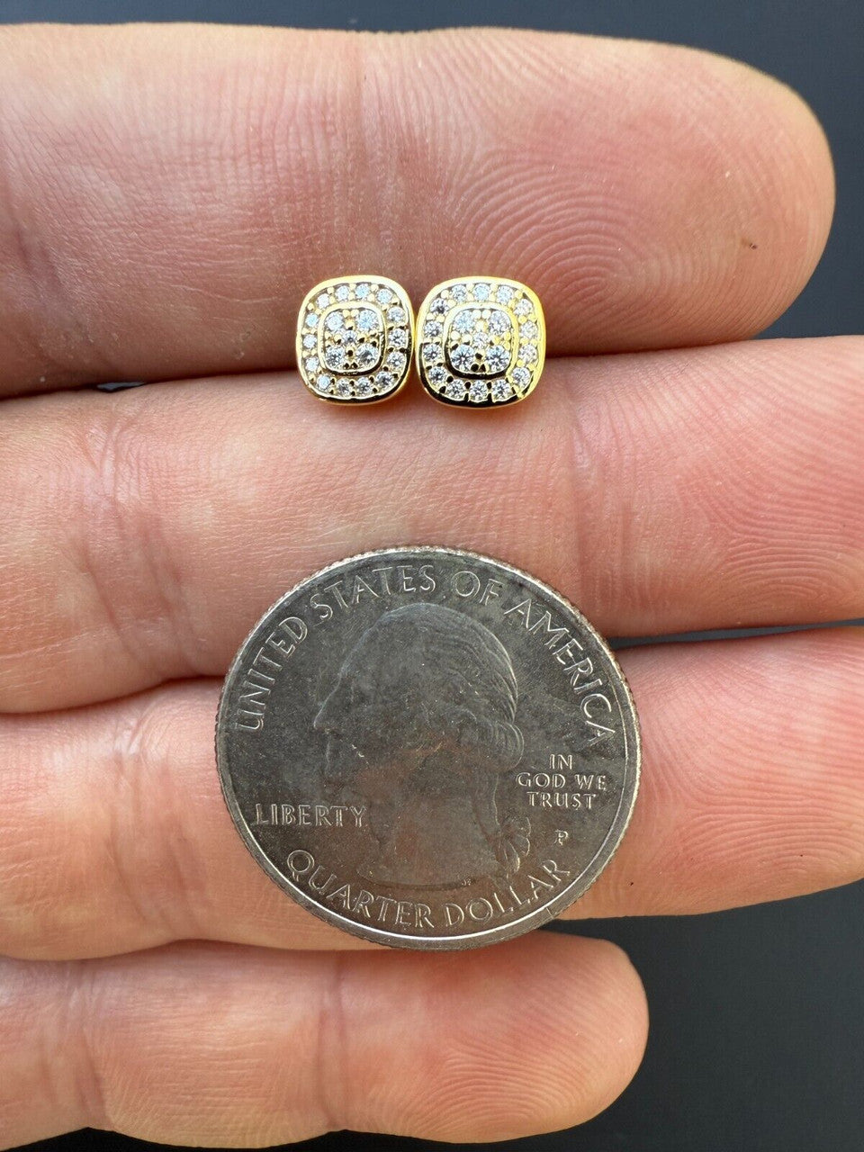 Moissanite Square Iced Out Earrings | 14k Gold Vermeil 925 Silver