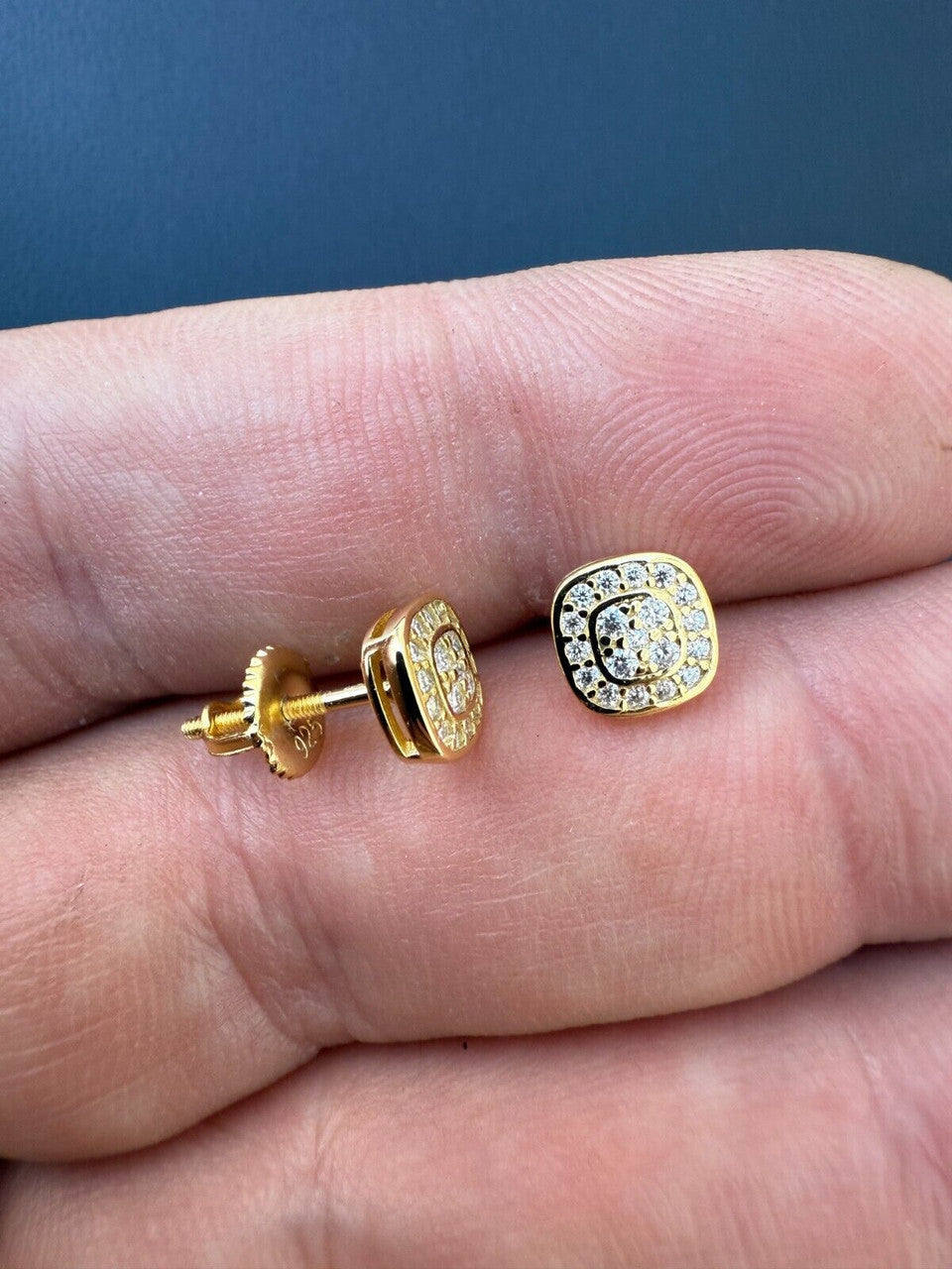 Moissanite Square Iced Out Earrings | 14k Gold Vermeil 925 Silver