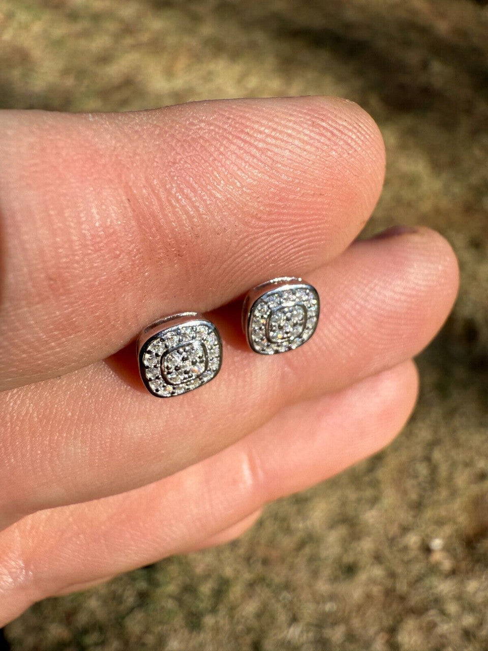 Moissanite Square Iced Out Earrings | 925 Silver