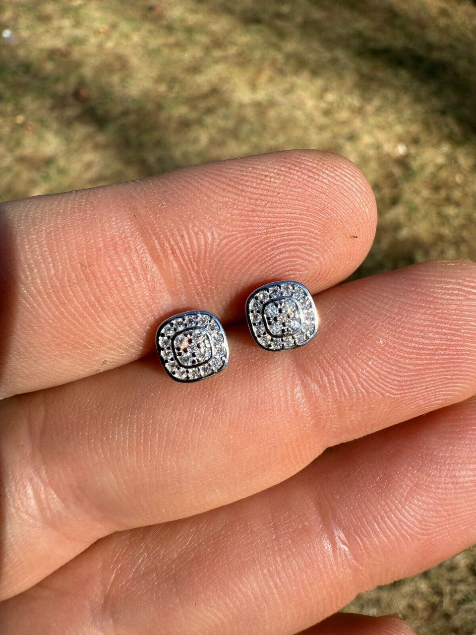 Moissanite Square Iced Out Earrings | 925 Silver