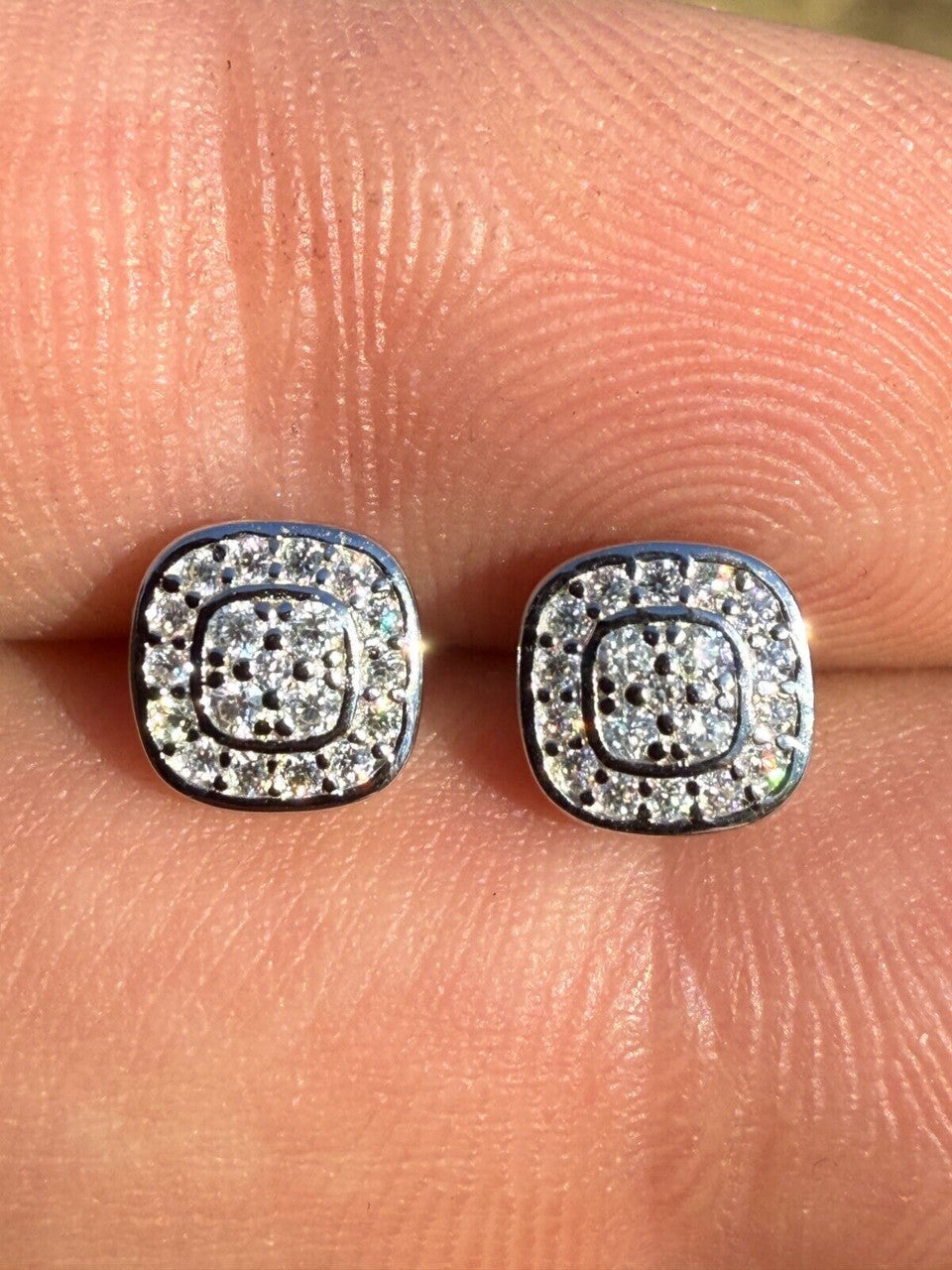 Moissanite Square Iced Out Earrings | 925 Silver