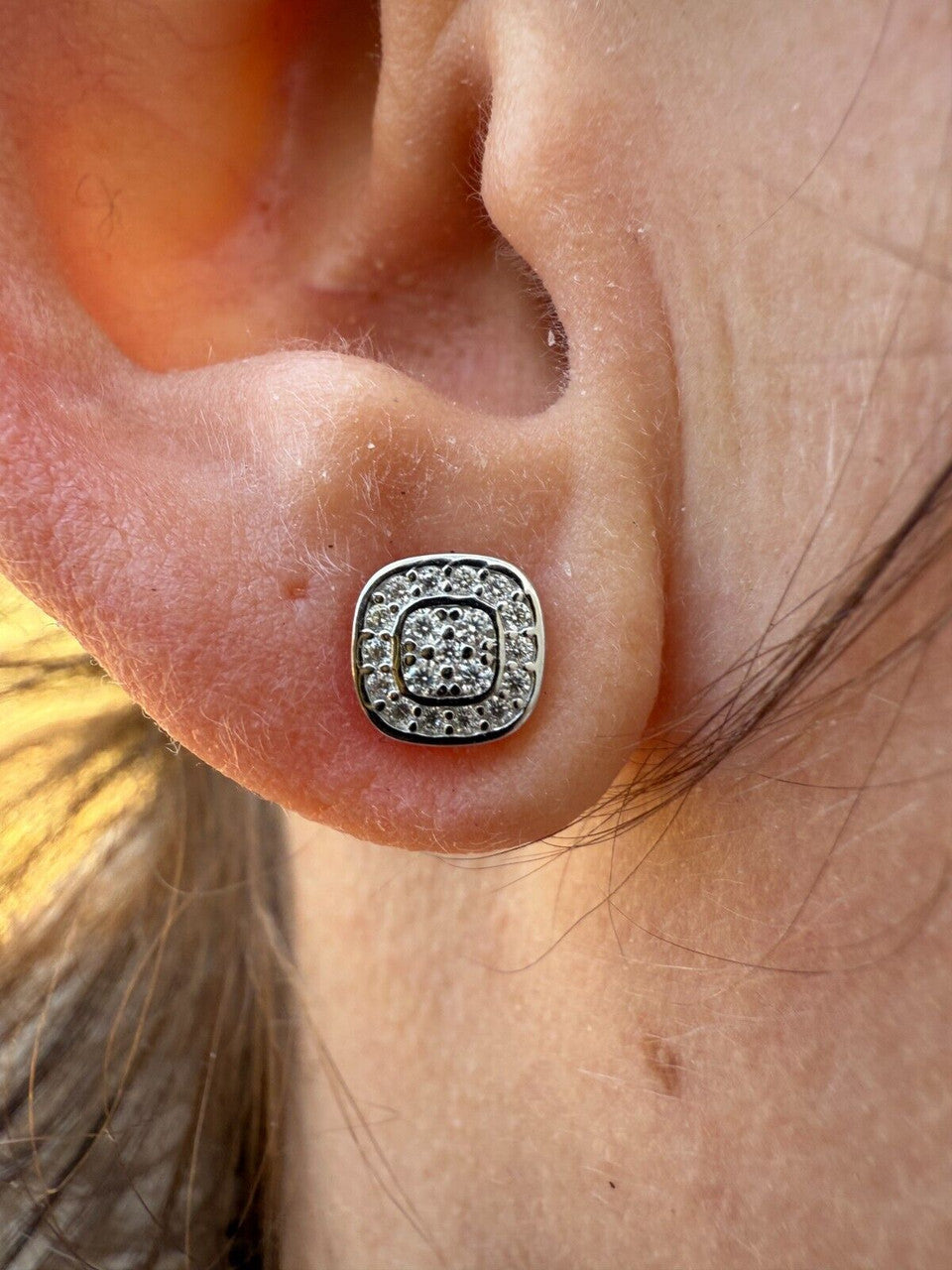Moissanite Square Iced Out Earrings | 925 Silver