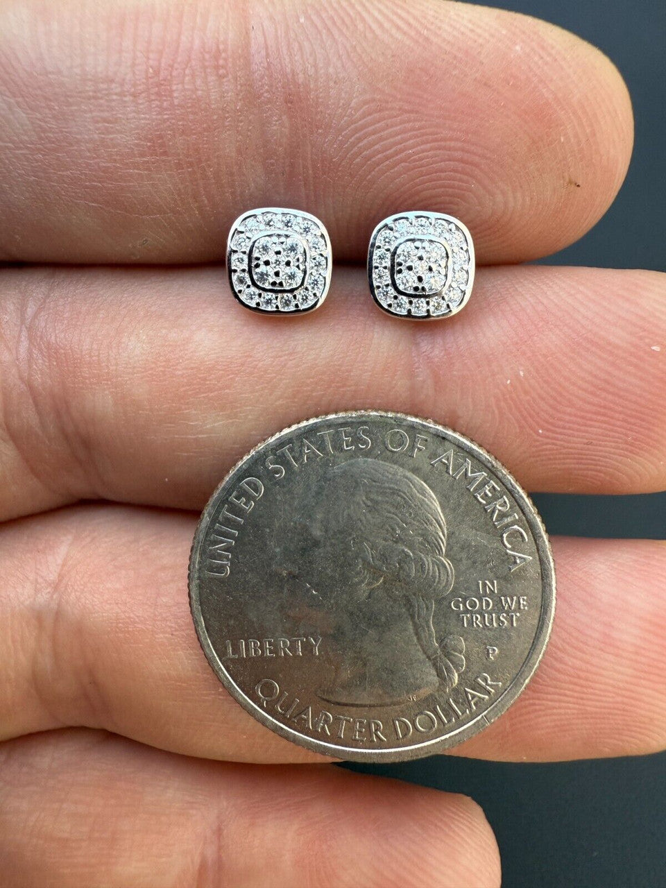 Moissanite Square Iced Out Earrings | 925 Silver