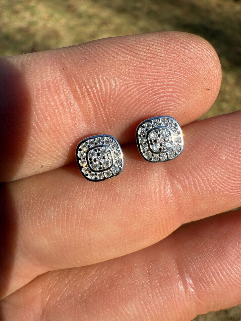 Moissanite Square Iced Out Earrings | 925 Silver