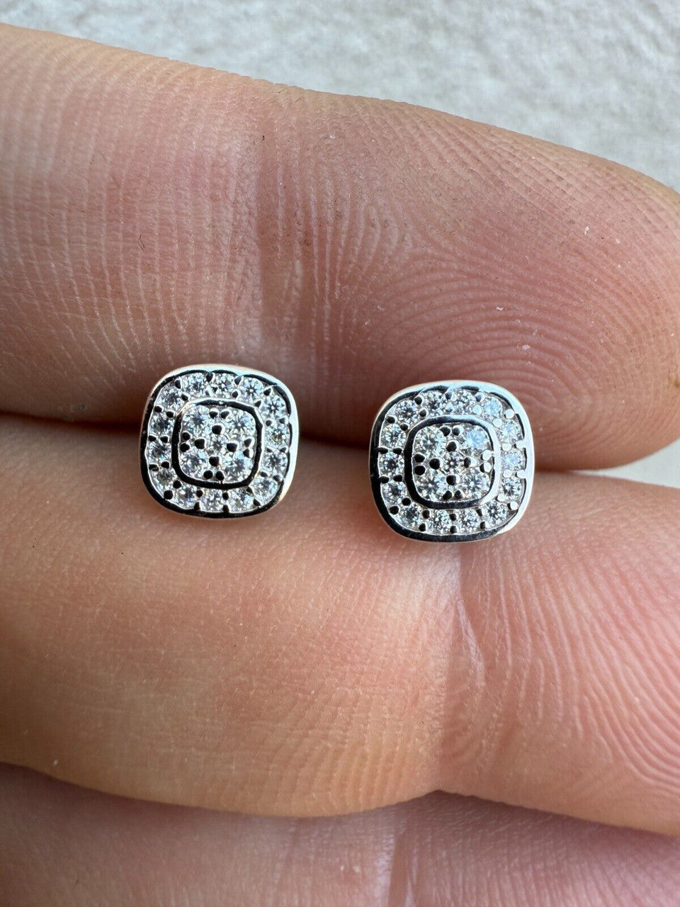 Moissanite Square Iced Out Earrings | 925 Silver