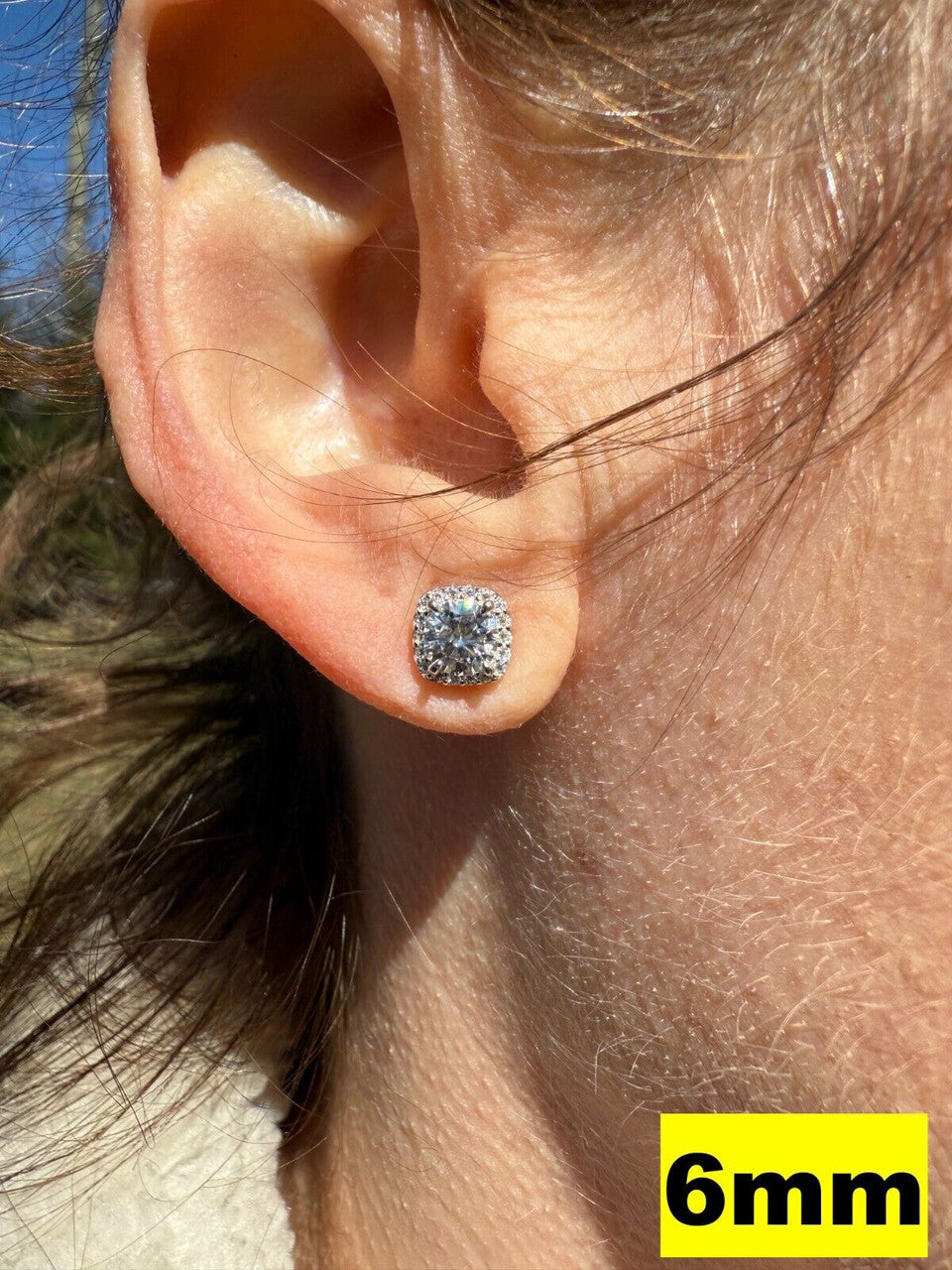 Moissanite Iced Out Square Halo Set Stud Earrings | 925 Silver