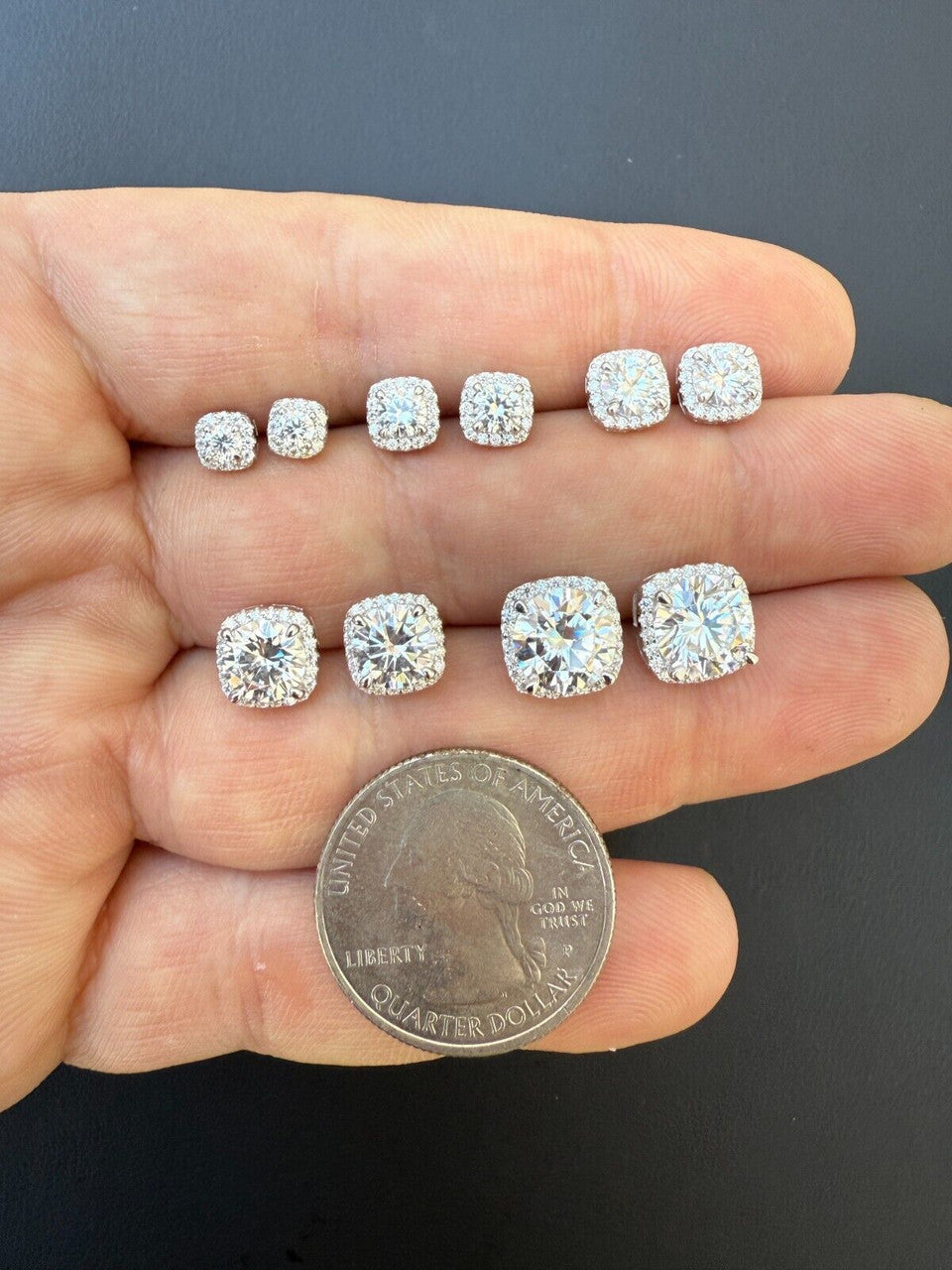 Moissanite Iced Out Square Halo Set Stud Earrings | 925 Silver