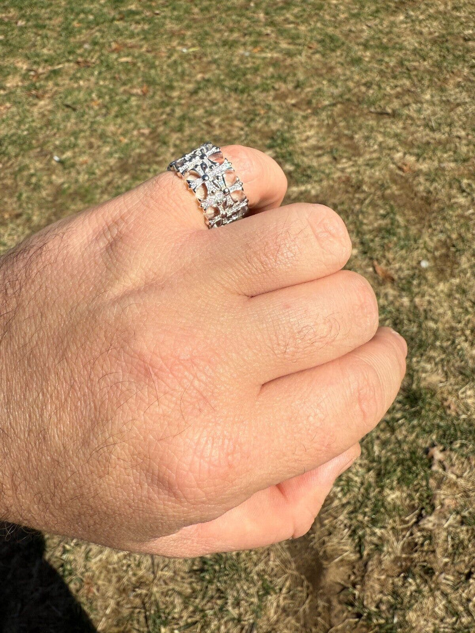 Moissanite Hearts Of Chrome Ring | 925 Silver