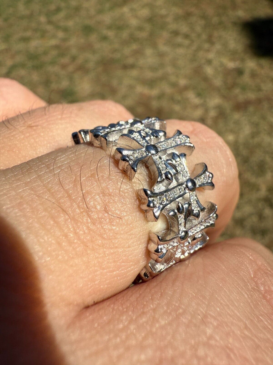 Moissanite Hearts Of Chrome Ring | 925 Silver