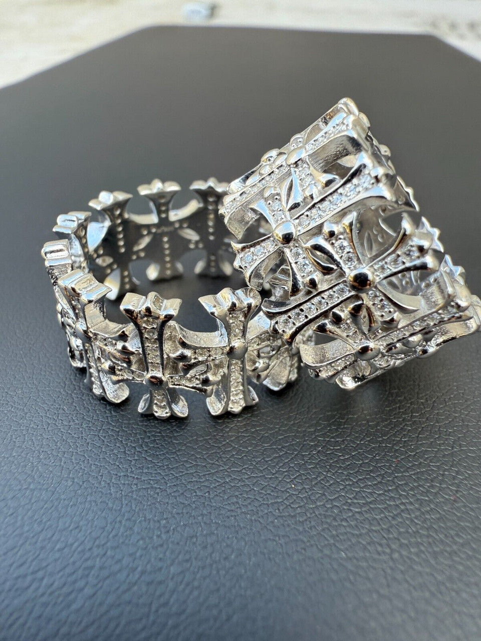 Moissanite Hearts Of Chrome Ring | 925 Silver