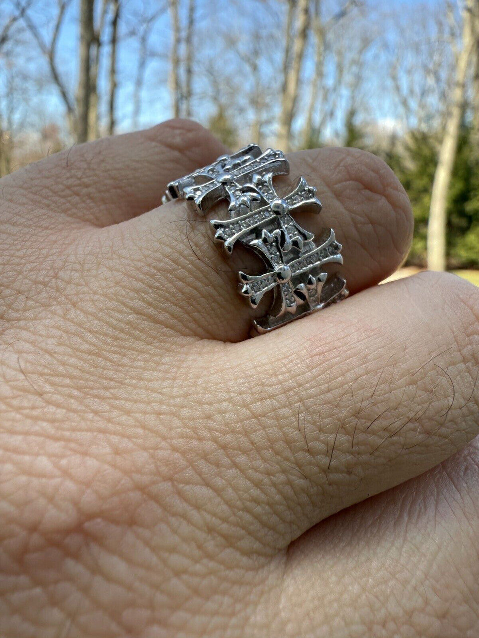 Moissanite Hearts Of Chrome Ring | 925 Silver