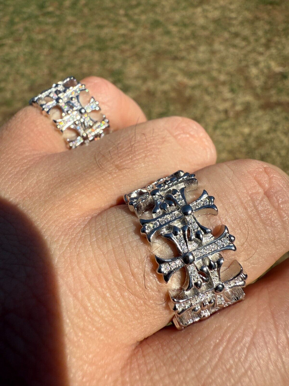 Moissanite Hearts Of Chrome Ring | 925 Silver
