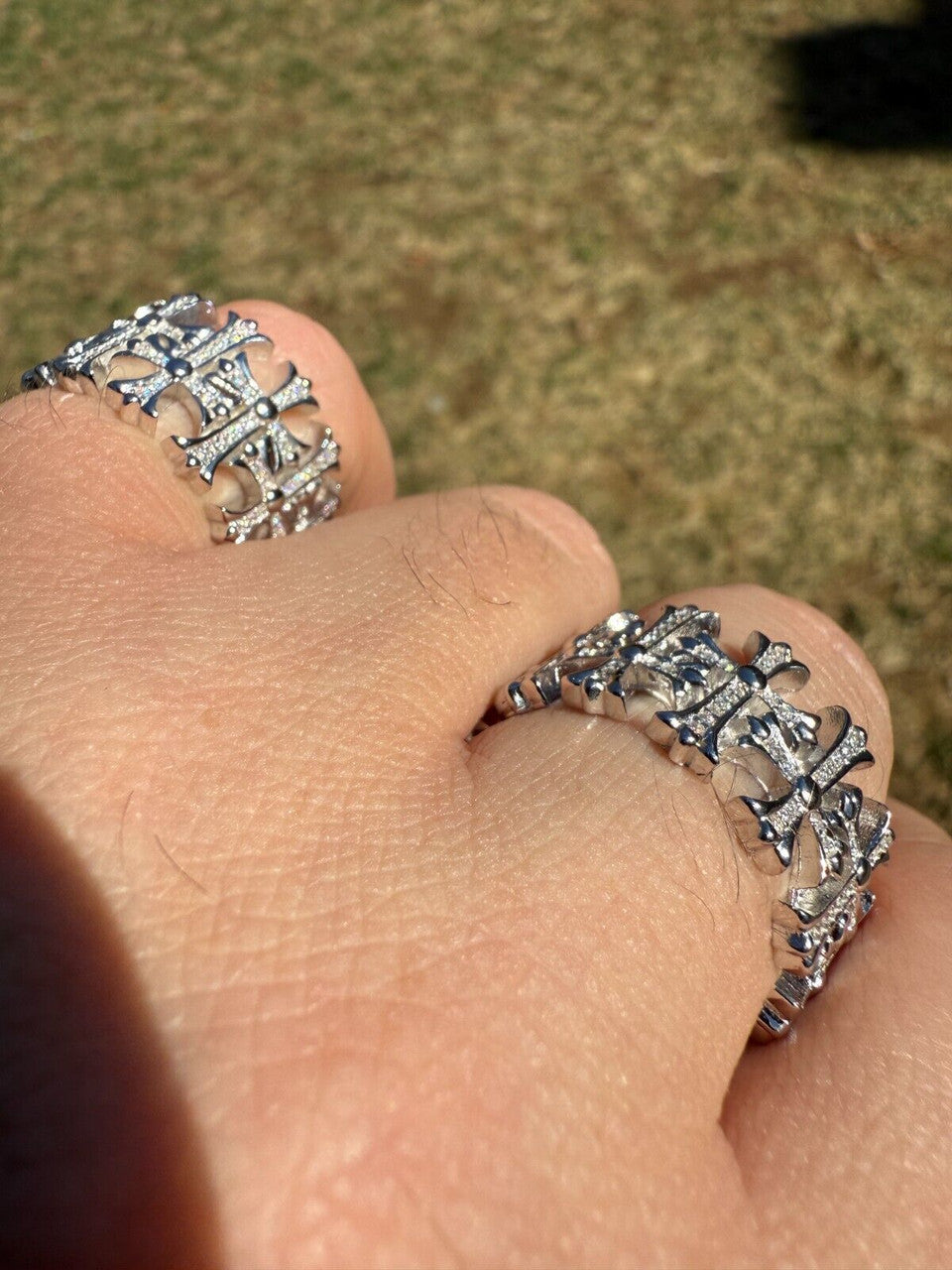 Moissanite Hearts Of Chrome Ring | 925 Silver