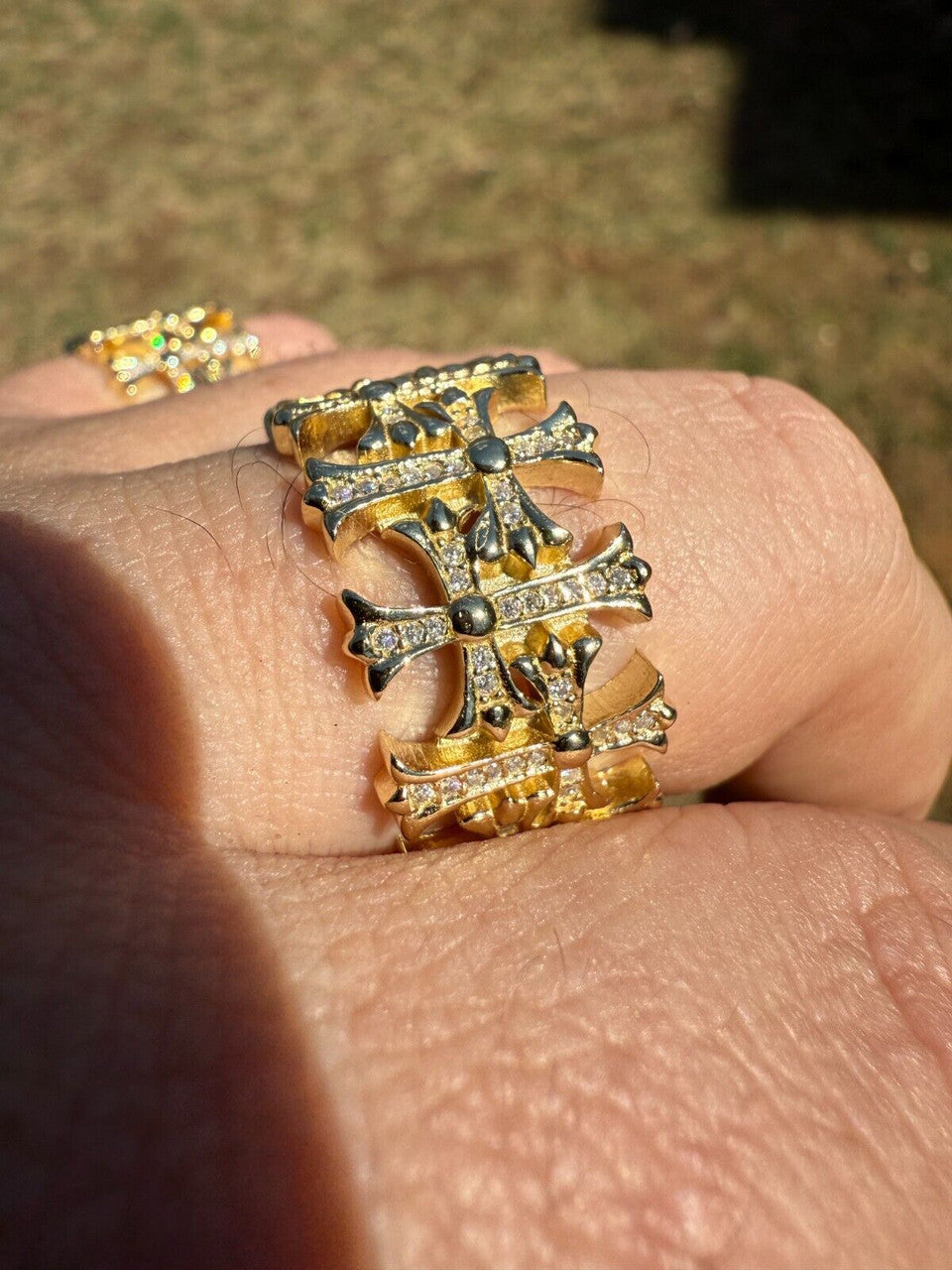 Moissanite Hearts Of Chrome Ring | 14k Gold Vermeil 925 Silver