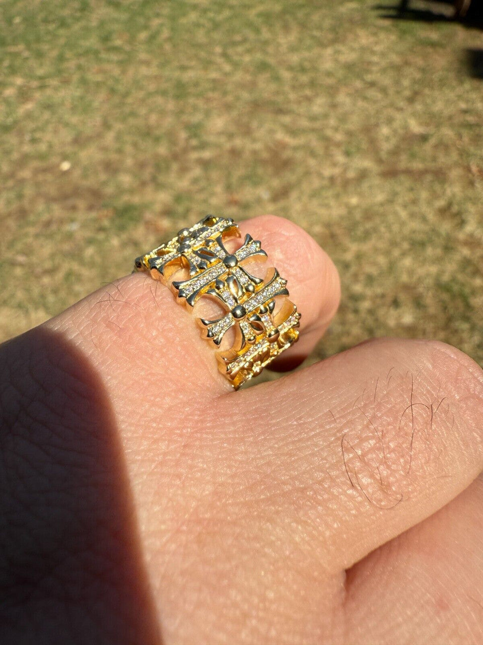 Moissanite Hearts Of Chrome Ring | 14k Gold Vermeil 925 Silver