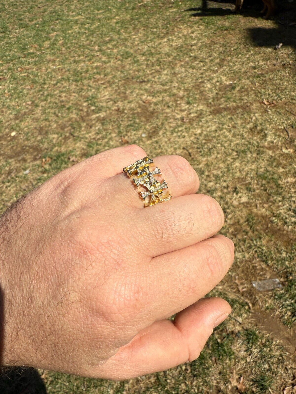 Moissanite Hearts Of Chrome Ring | 14k Gold Vermeil 925 Silver