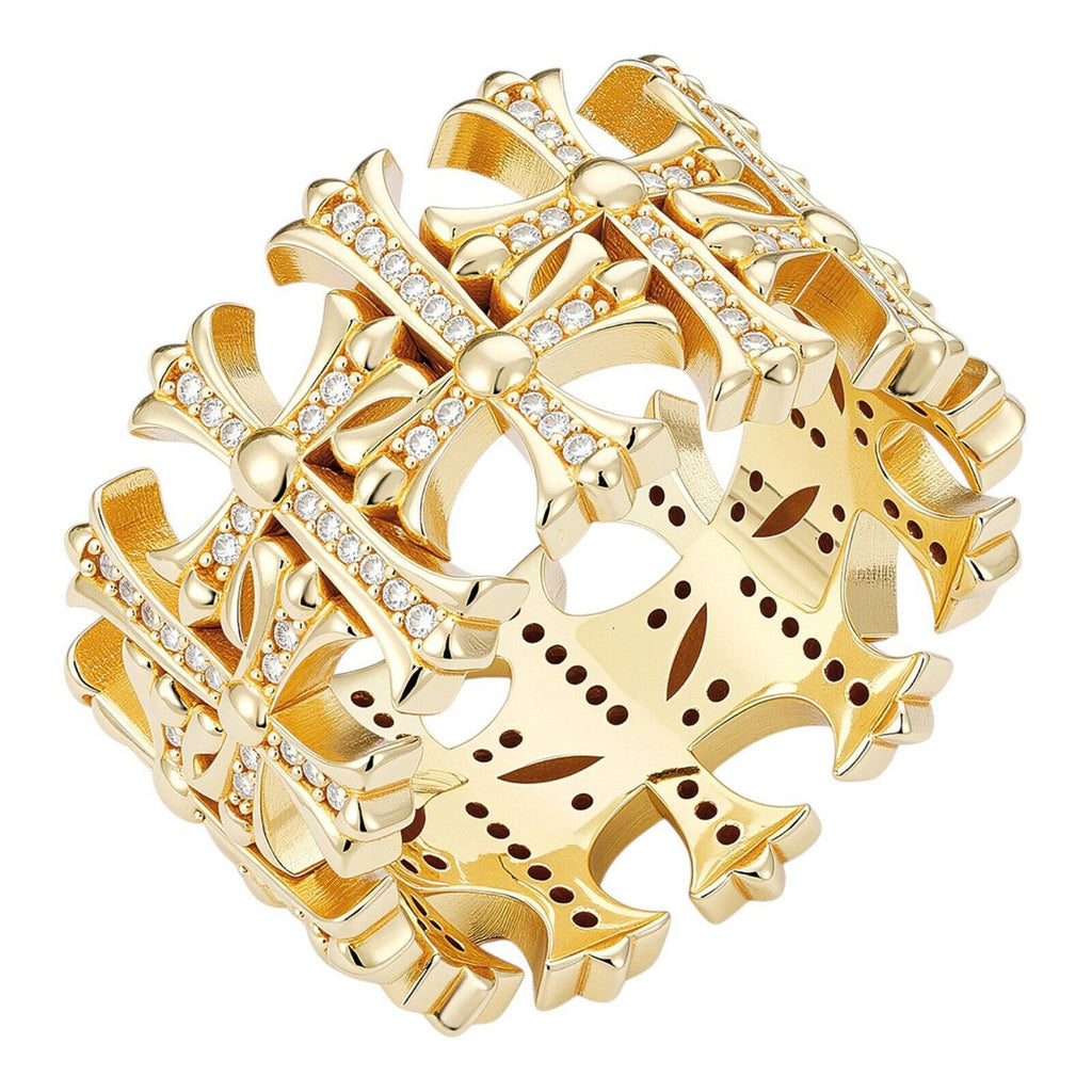 Moissanite Hearts Of Chrome Ring | 14k Gold Vermeil 925 Silver