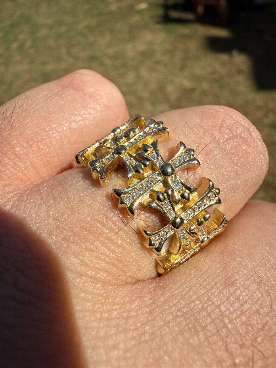 Moissanite Hearts Of Chrome Ring | 14k Gold Vermeil 925 Silver