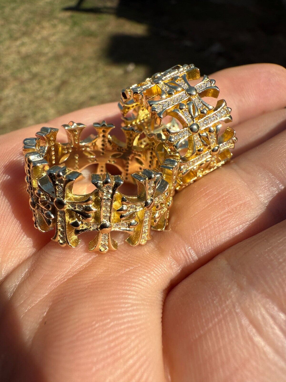 Moissanite Hearts Of Chrome Ring | 14k Gold Vermeil 925 Silver