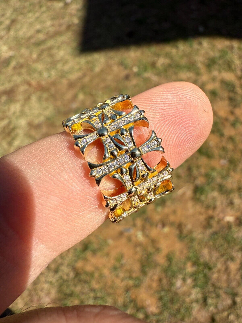 Moissanite Hearts Of Chrome Ring | 14k Gold Vermeil 925 Silver