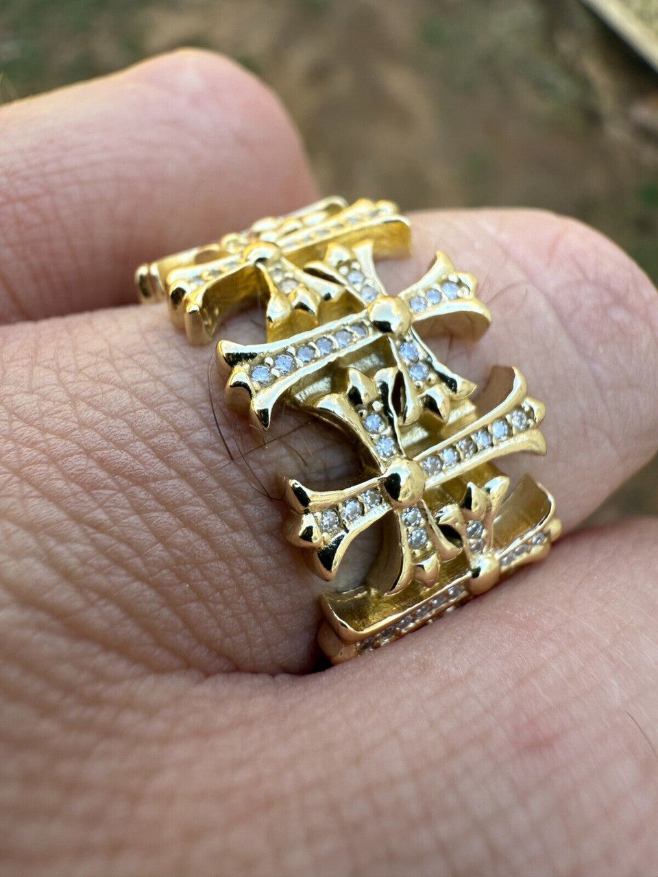 Moissanite Hearts Of Chrome Ring | 14k Gold Vermeil 925 Silver
