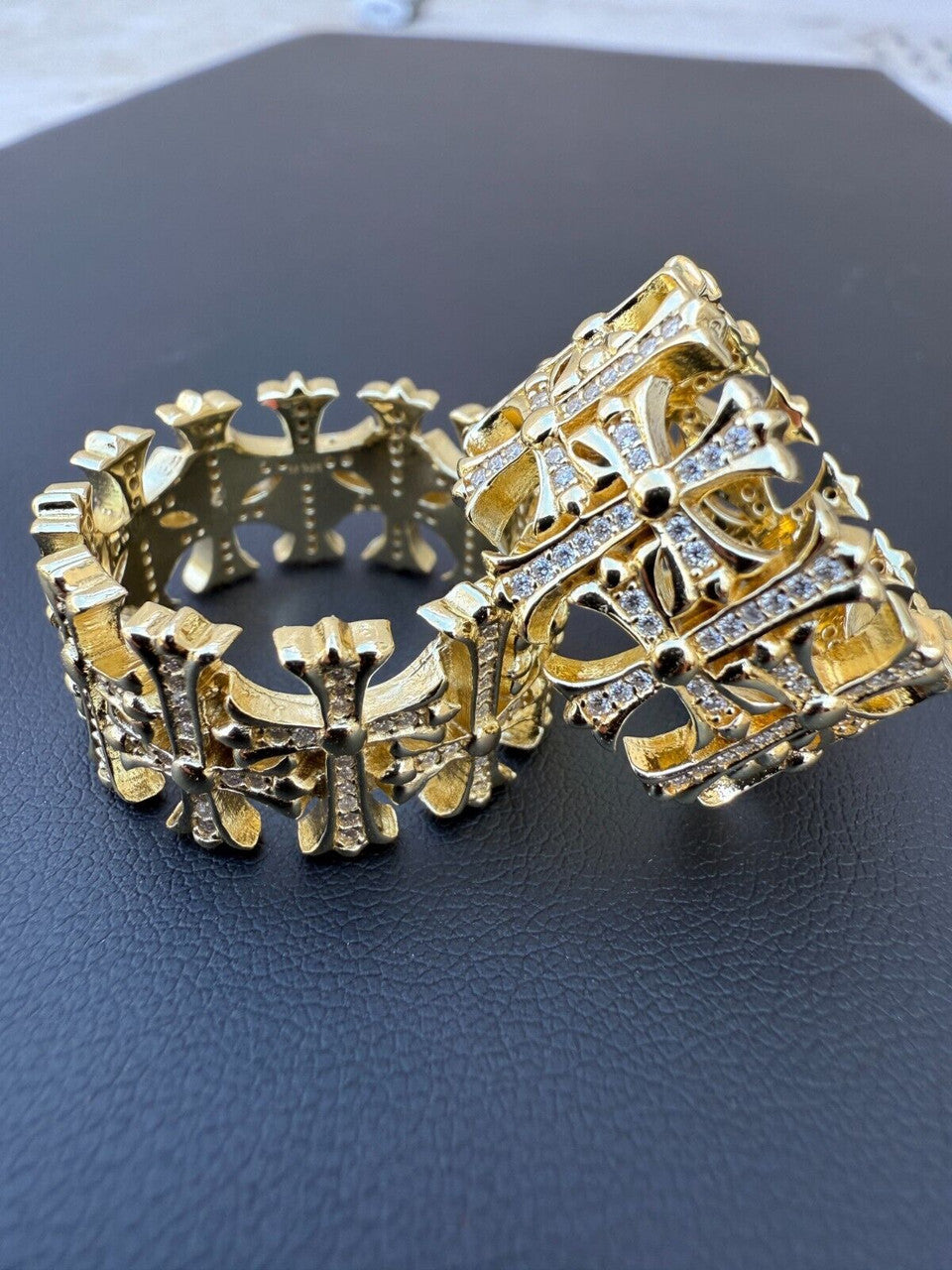 Moissanite Hearts Of Chrome Ring | 14k Gold Vermeil 925 Silver